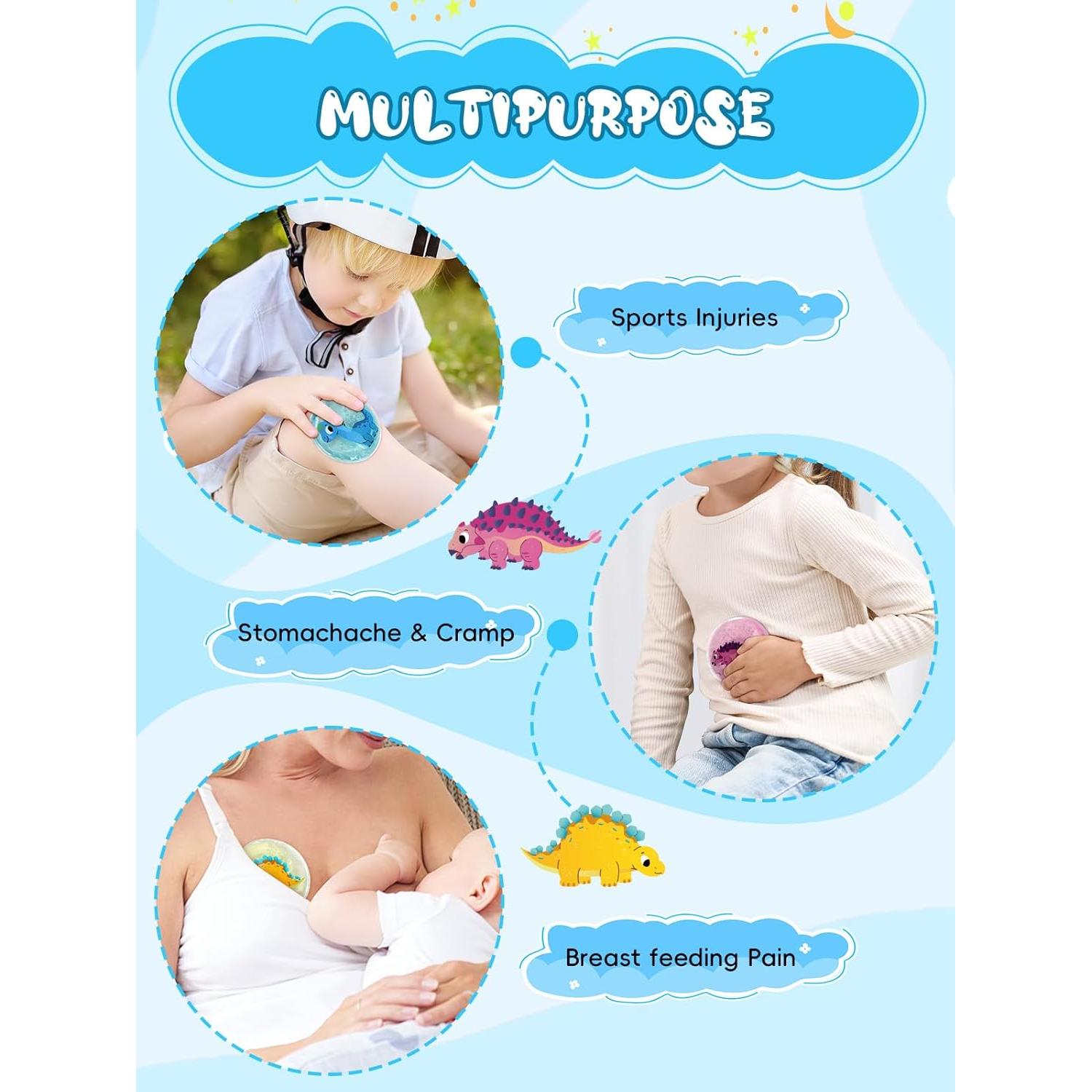 Paquetes de Hielo Reutilizables para Niños Dinosaurio - 6 Pcs