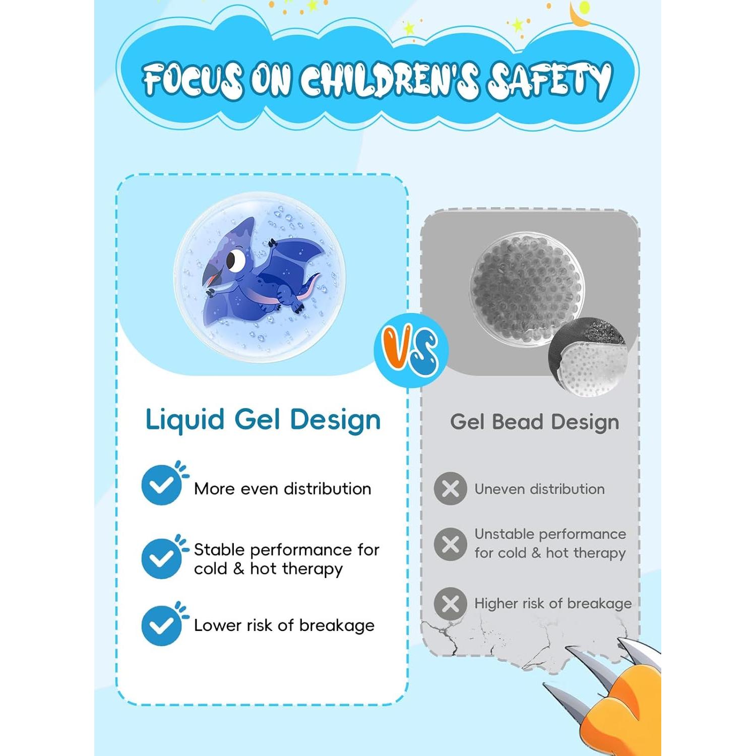 Paquetes de Hielo Reutilizables para Niños Dinosaurio - 6 Pcs