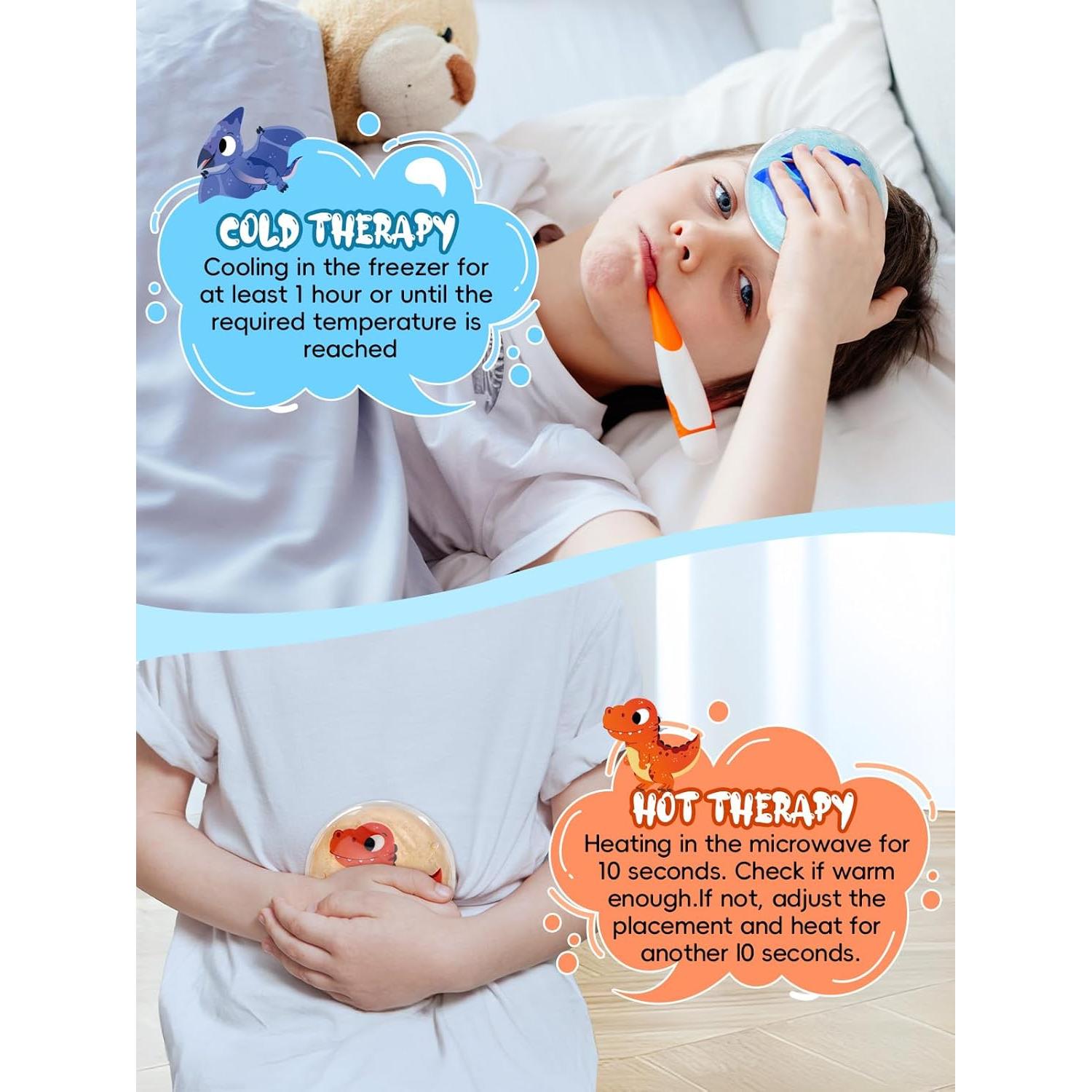 Paquetes de Hielo Reutilizables para Niños Dinosaurio - 6 Pcs