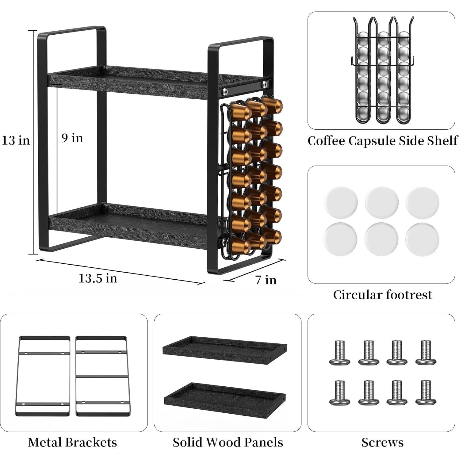Organizador de Estación de Café LEMIKKLE 2 Niveles Negro