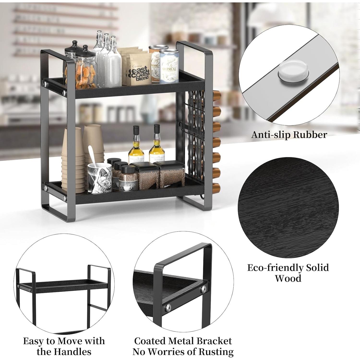 Organizador de Estación de Café LEMIKKLE 2 Niveles Negro