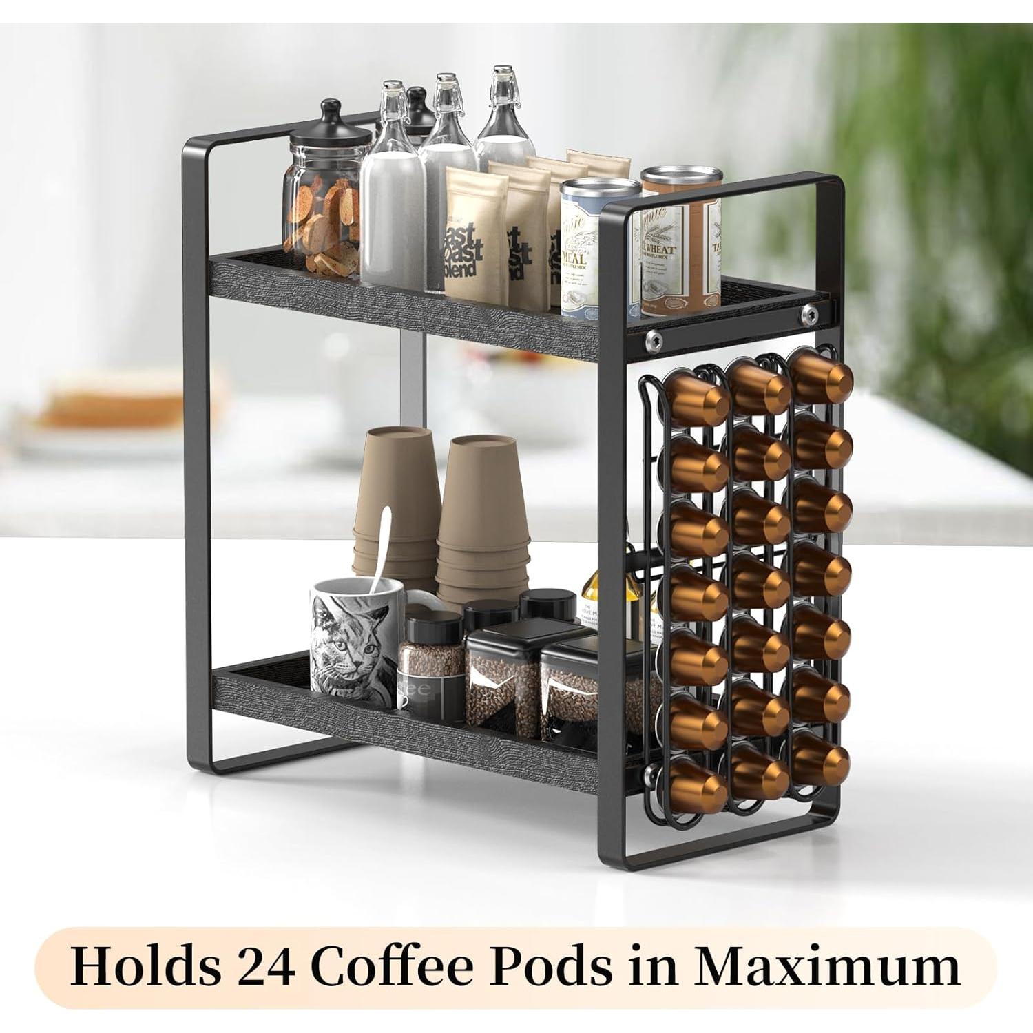 Organizador de Estación de Café LEMIKKLE 2 Niveles Negro