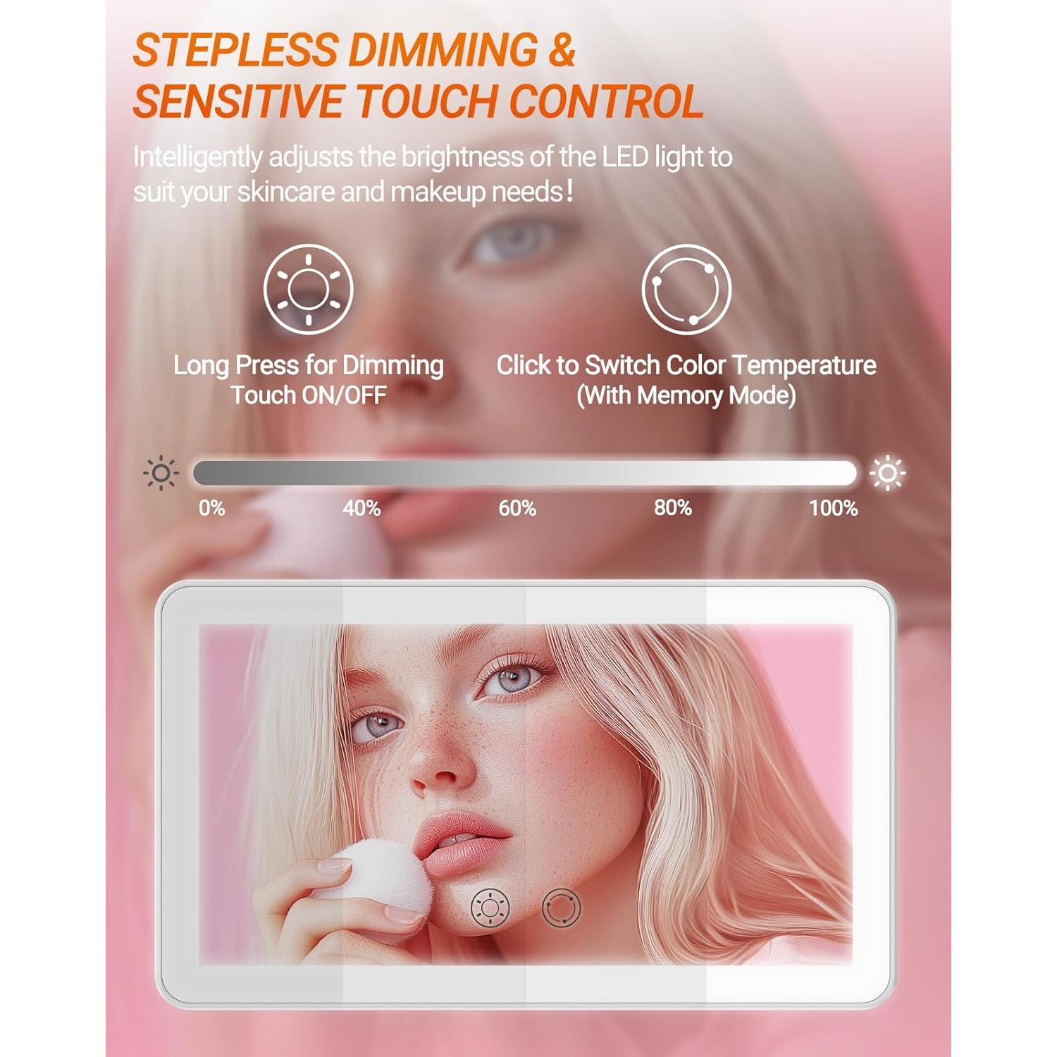 Espejo de Maquillaje de Coche SEALIGHT con Luz LED 20x11.5cm