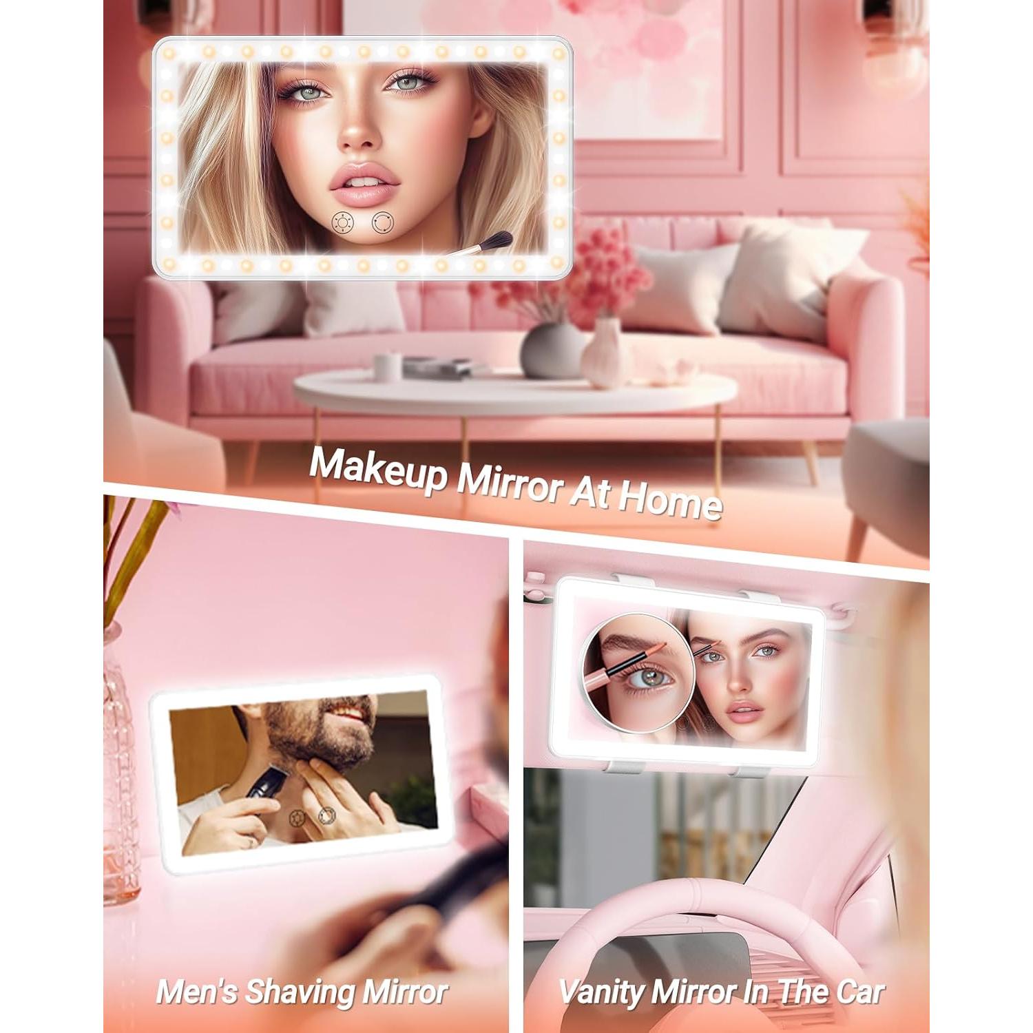 Espejo de Maquillaje de Coche SEALIGHT con Luz LED 20x11.5cm