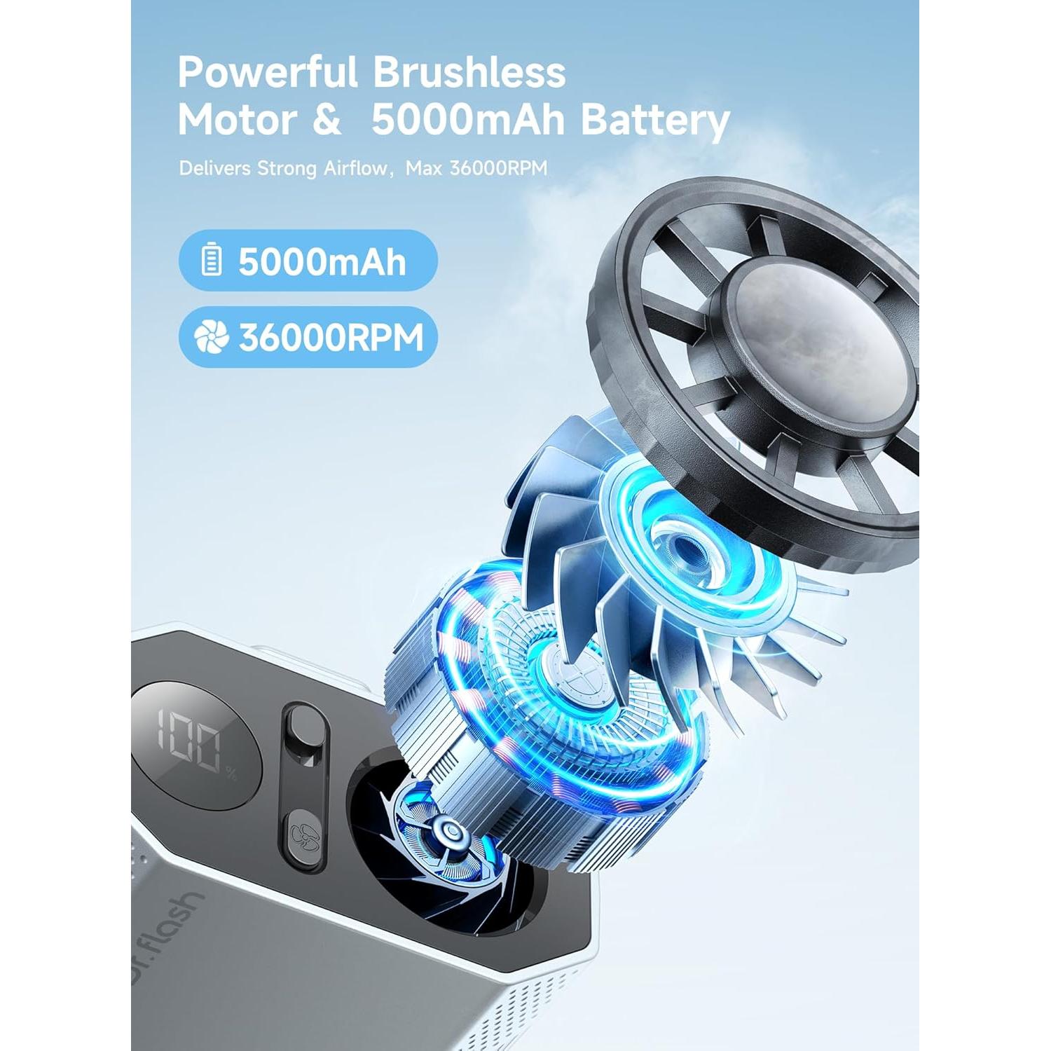 Ventilador de Cintura Portátil DRFLASH 5 Velocidades 5000mAh