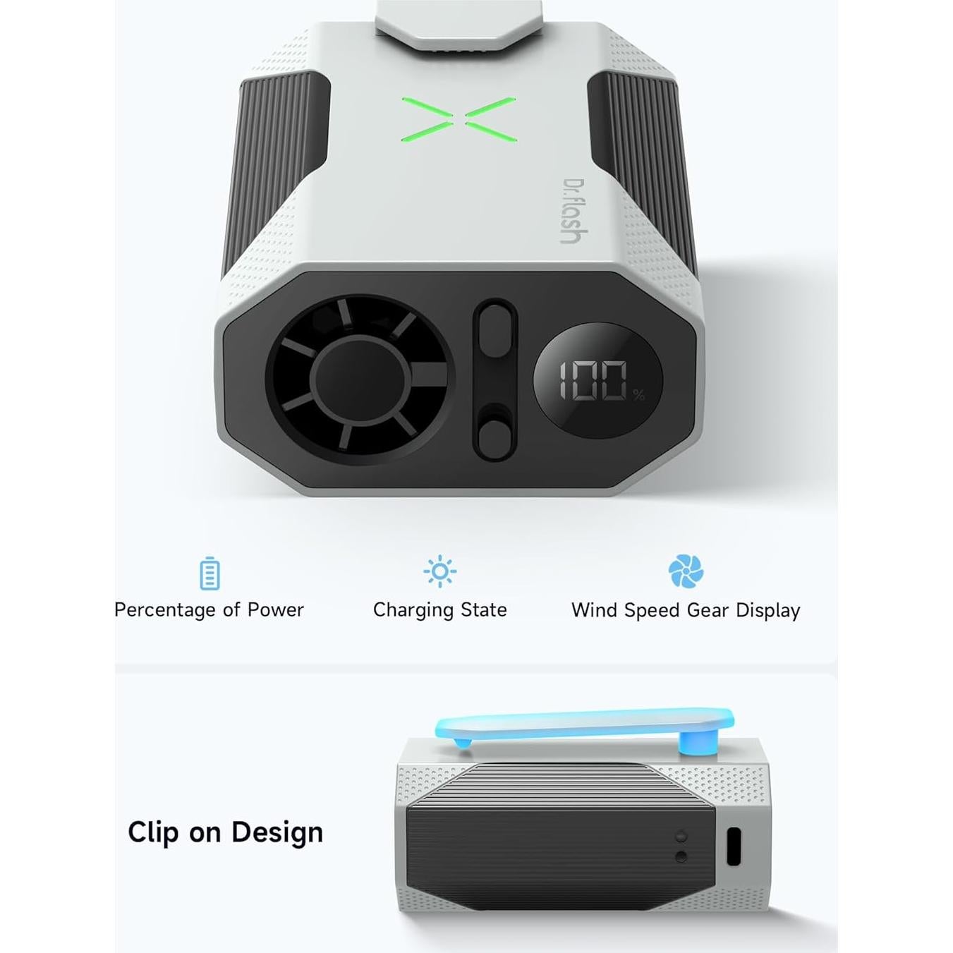 Ventilador de Cintura Portátil DRFLASH 5 Velocidades 5000mAh