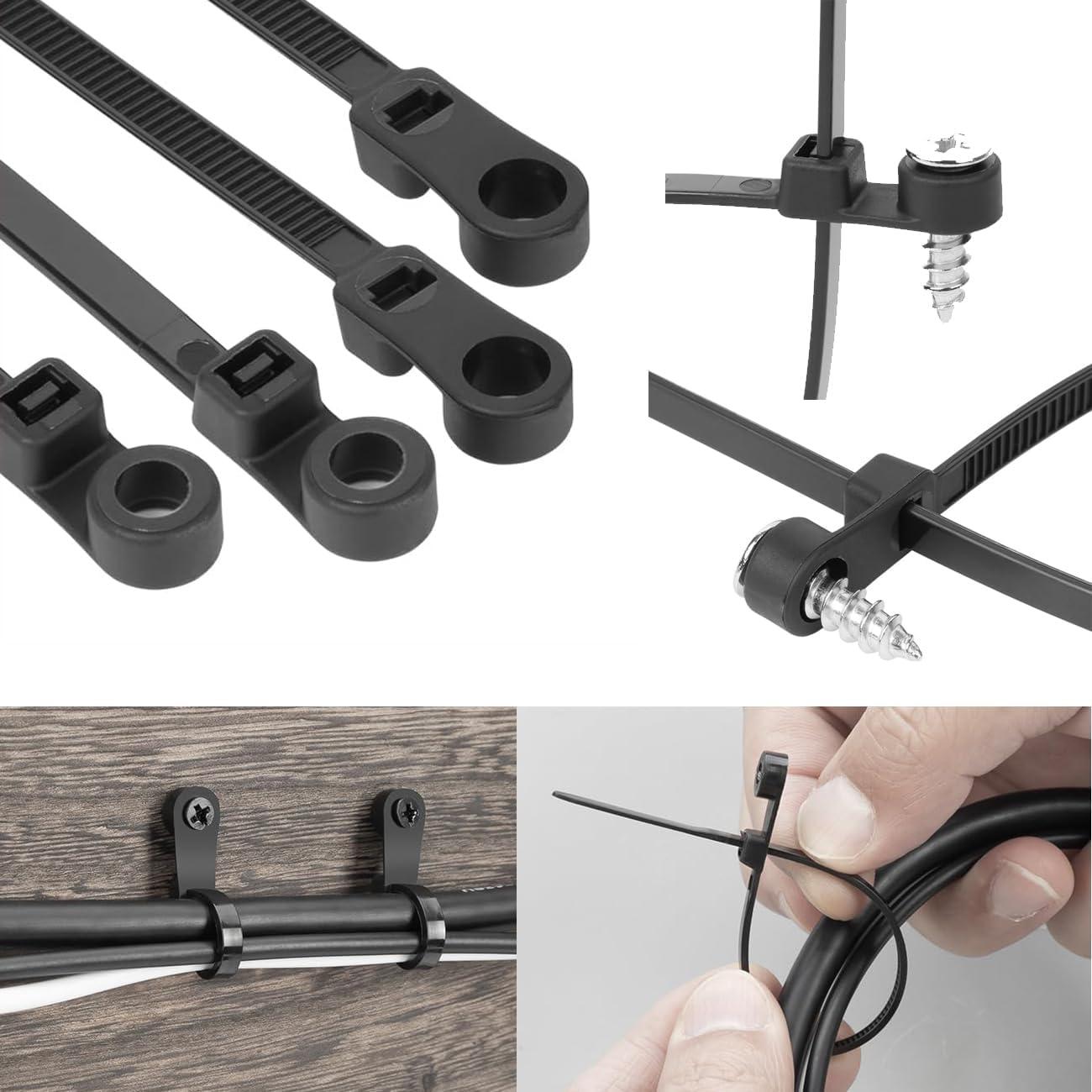 Bridas de Nylon TriLnno con Orificio para Tornillo 50Pcs