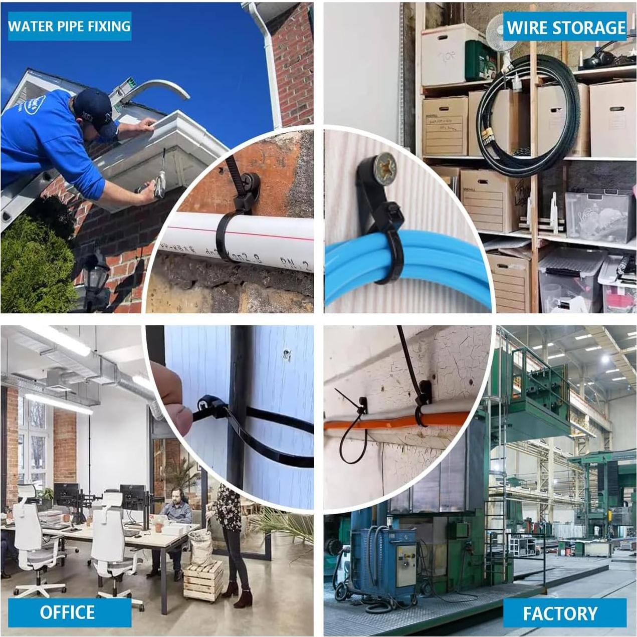 Bridas de Nylon TriLnno con Orificio para Tornillo 50Pcs