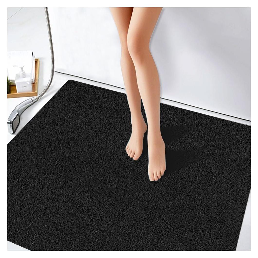 Alfombra de Ducha Antideslizante IQYIOLZ 58x58cm Negra