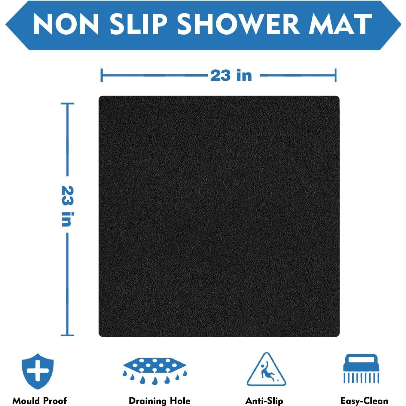 Alfombra de Ducha Antideslizante IQYIOLZ 58x58cm Negra