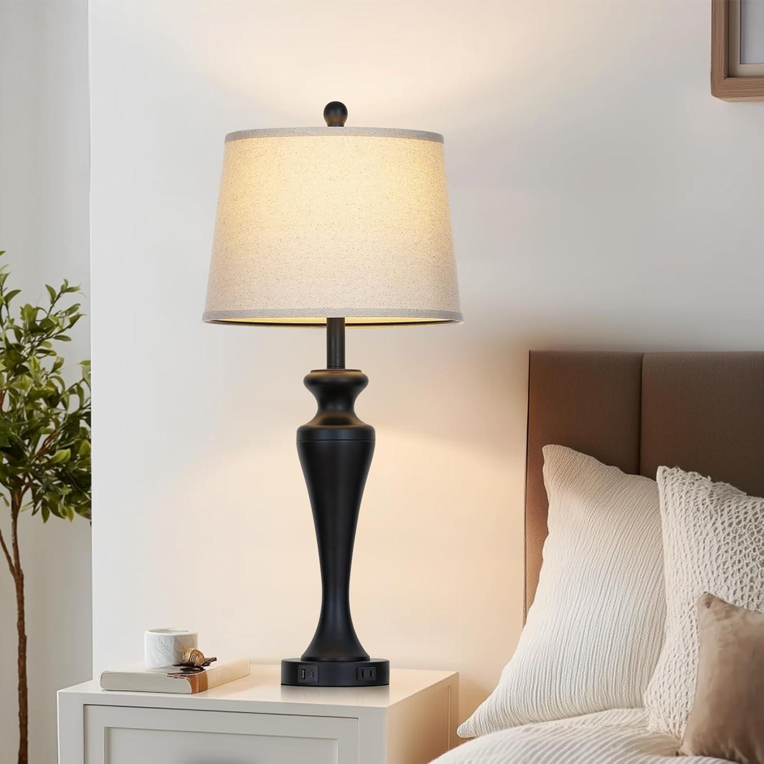 Juego de 2 Lámparas de Mesa Negras Luxeflow 76.2 cm Táctiles