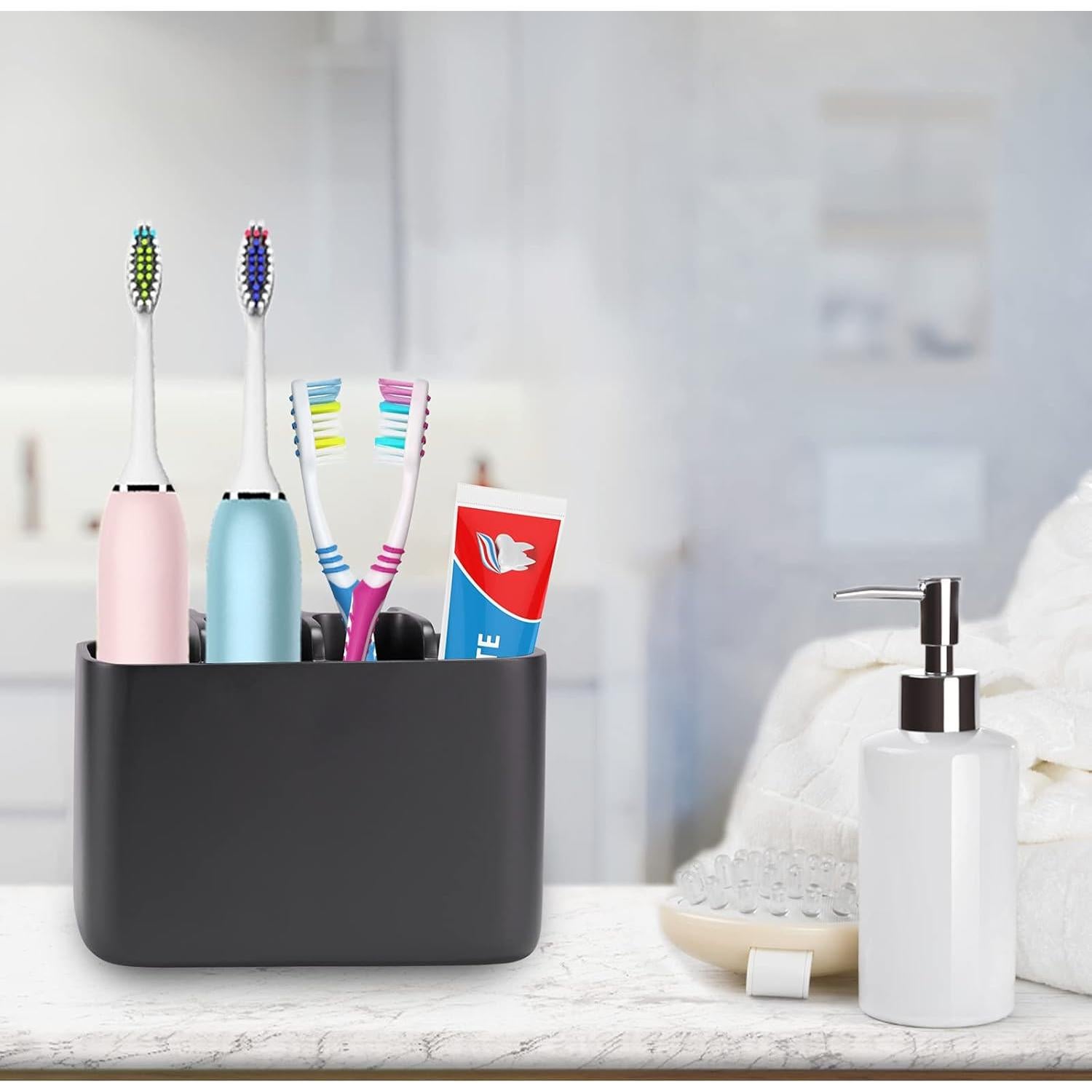 Soporte Organizador de Cepillos de Dientes SZYRL Negro 6 Compartimentos