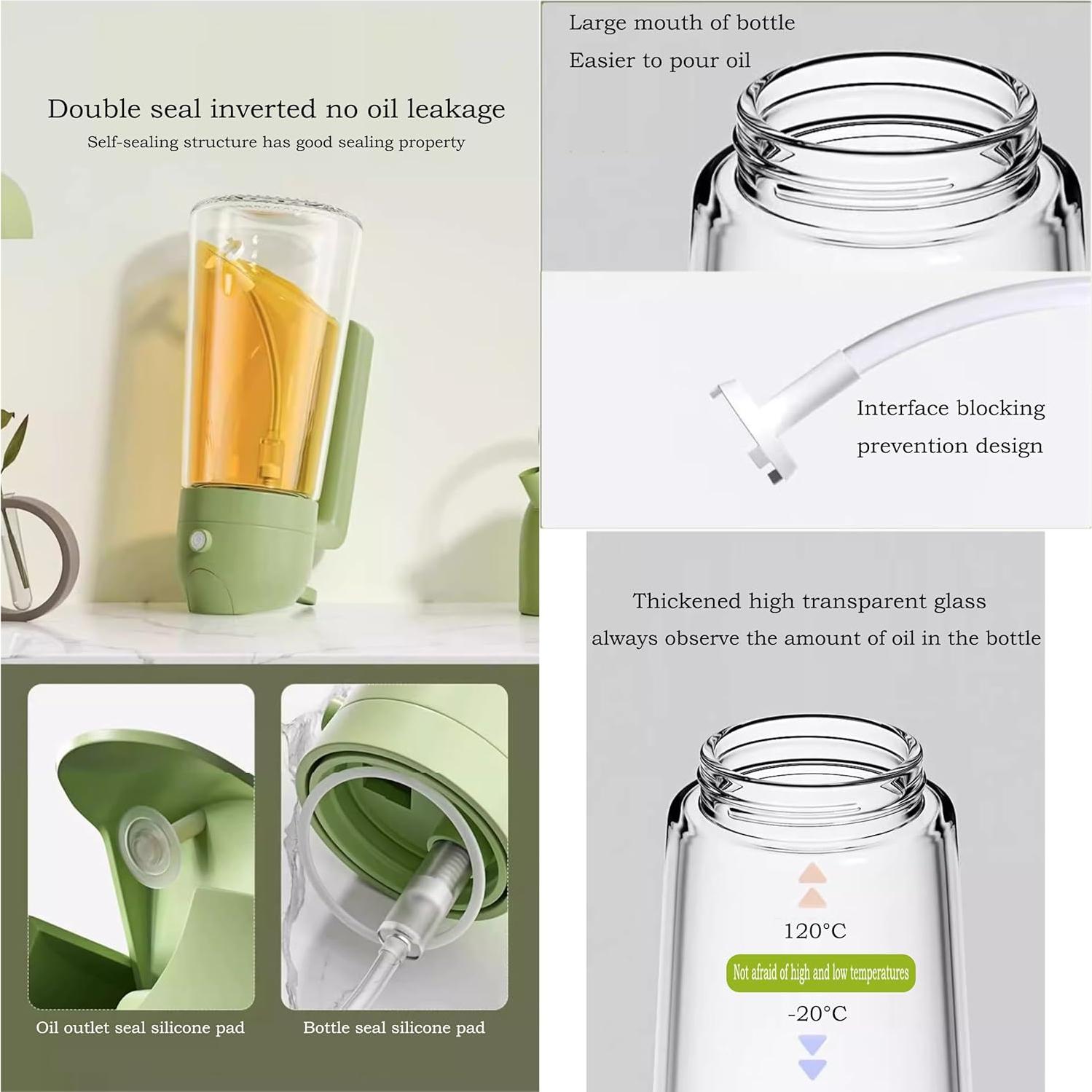 Dispensador de Aceite de Oliva 470ml GXABK 2 en 1 Verde