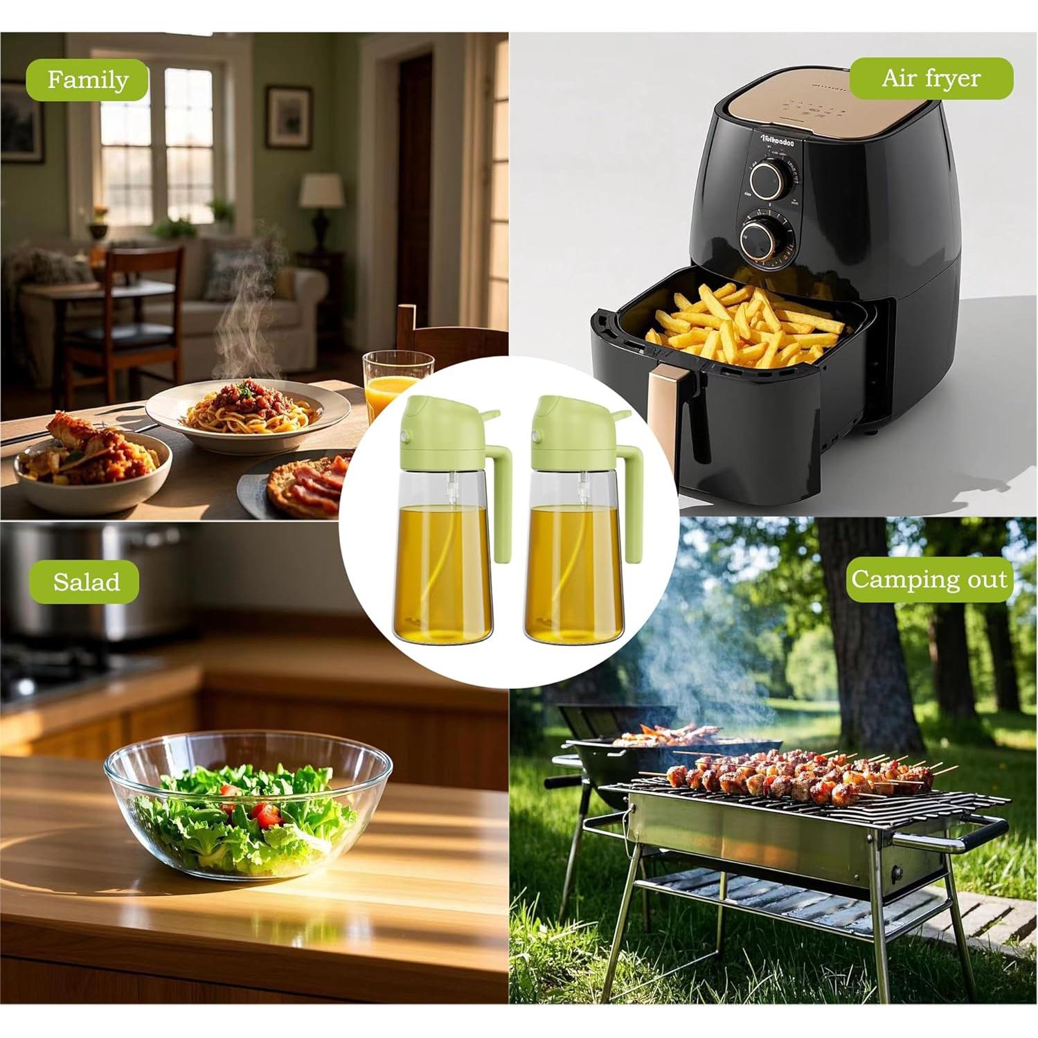 Dispensador de Aceite de Oliva 470ml GXABK 2 en 1 Verde