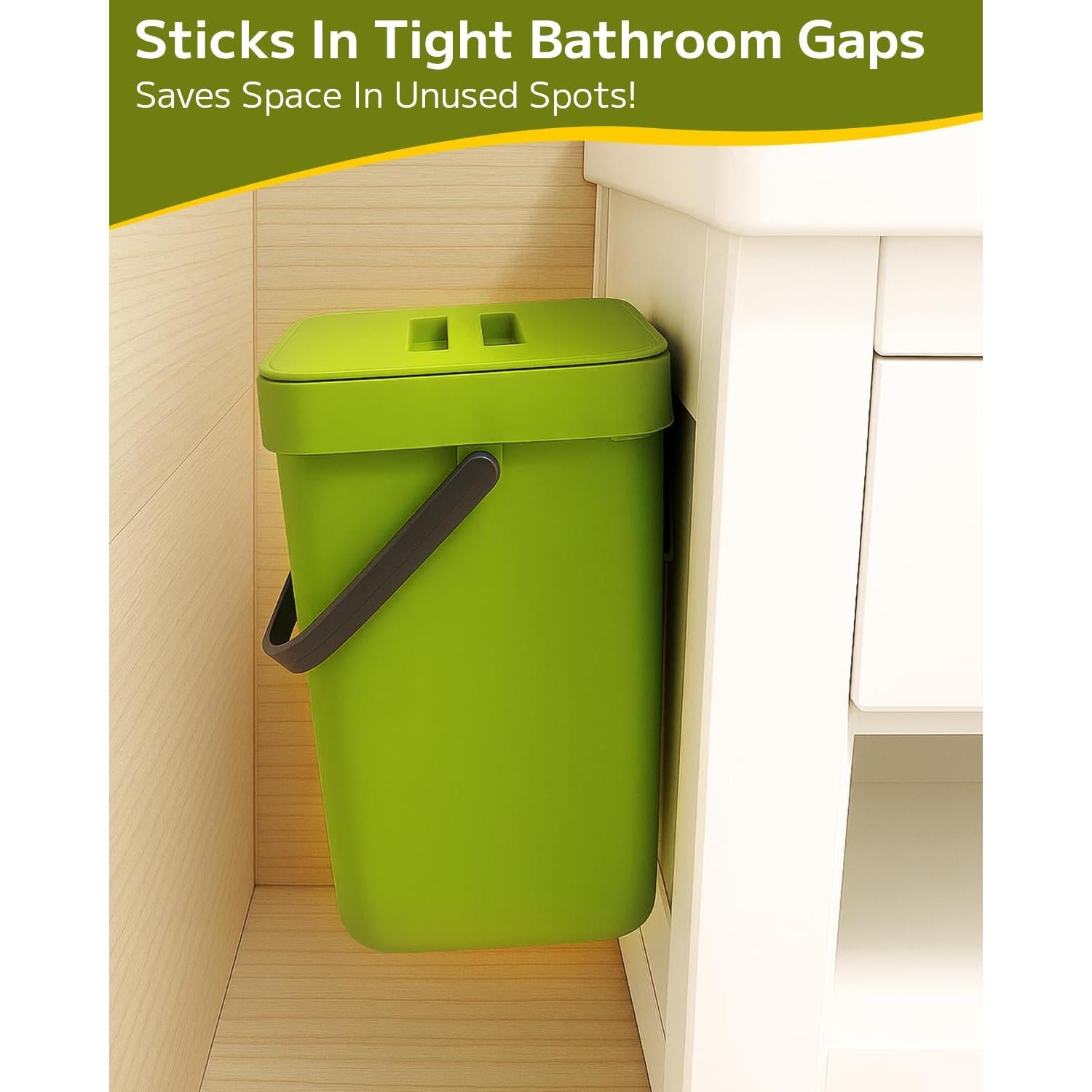 Cesto de Desechos de Cocina Comtar 3L Verde con Ganchos