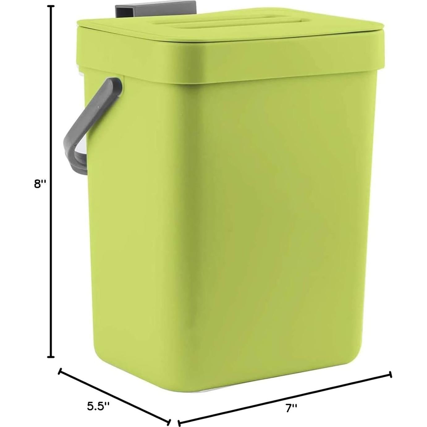 Cesto de Desechos de Cocina Comtar 3L Verde con Ganchos