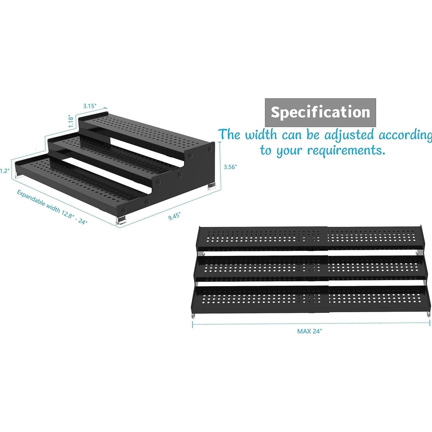 Organizador de especias Jojocross 3 niveles ajustable negro