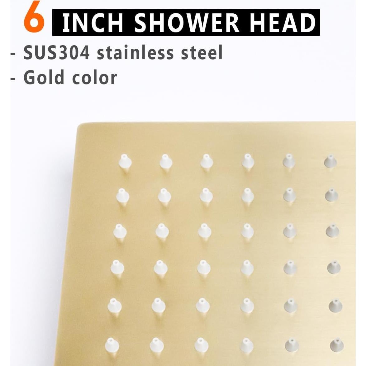 Cabezal de Ducha de Lluvia 15 cm BSTIIU Oro Cepillado Acero Inoxidable