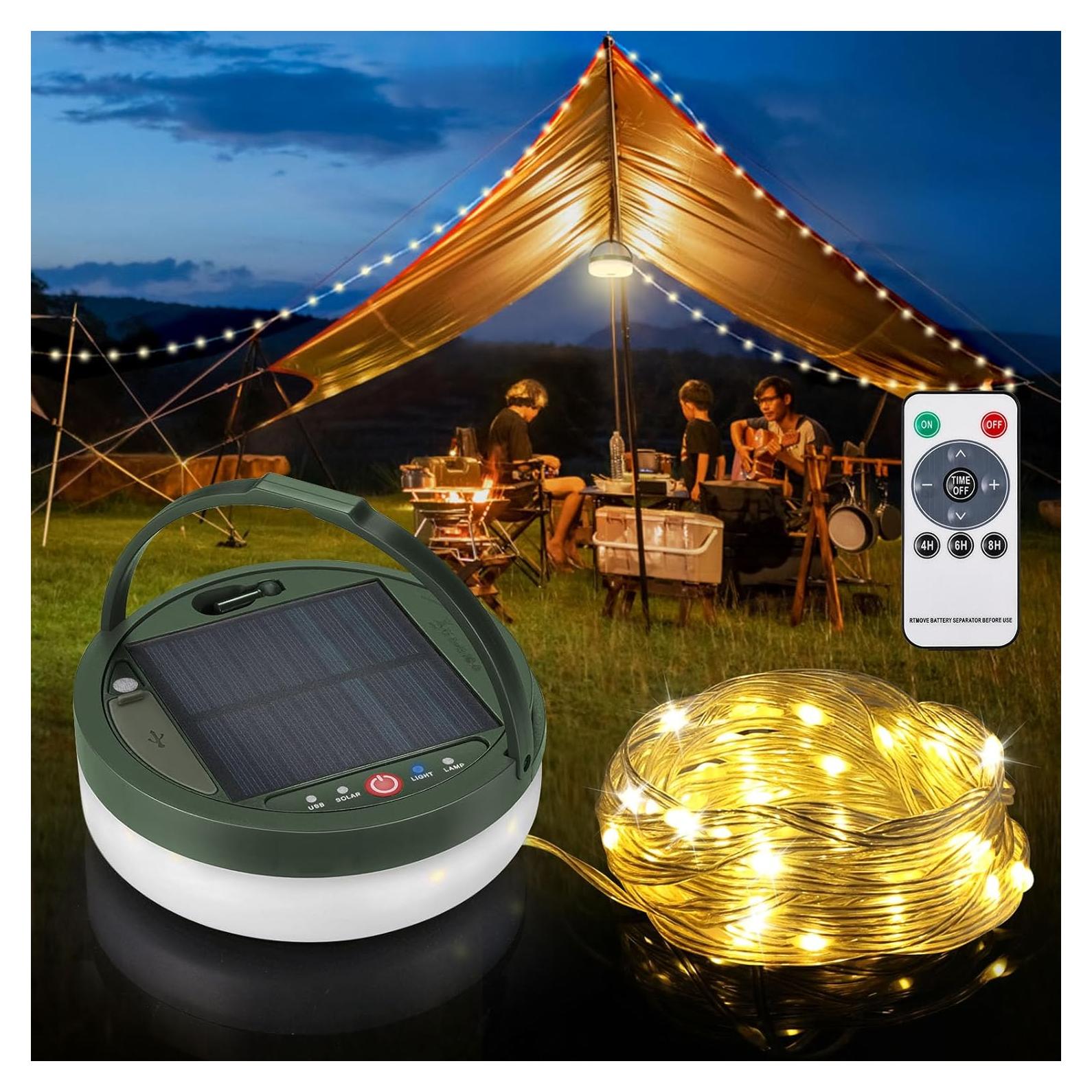 Luces de Camping Solares Anpro 12m 150LEDs Recargables USB