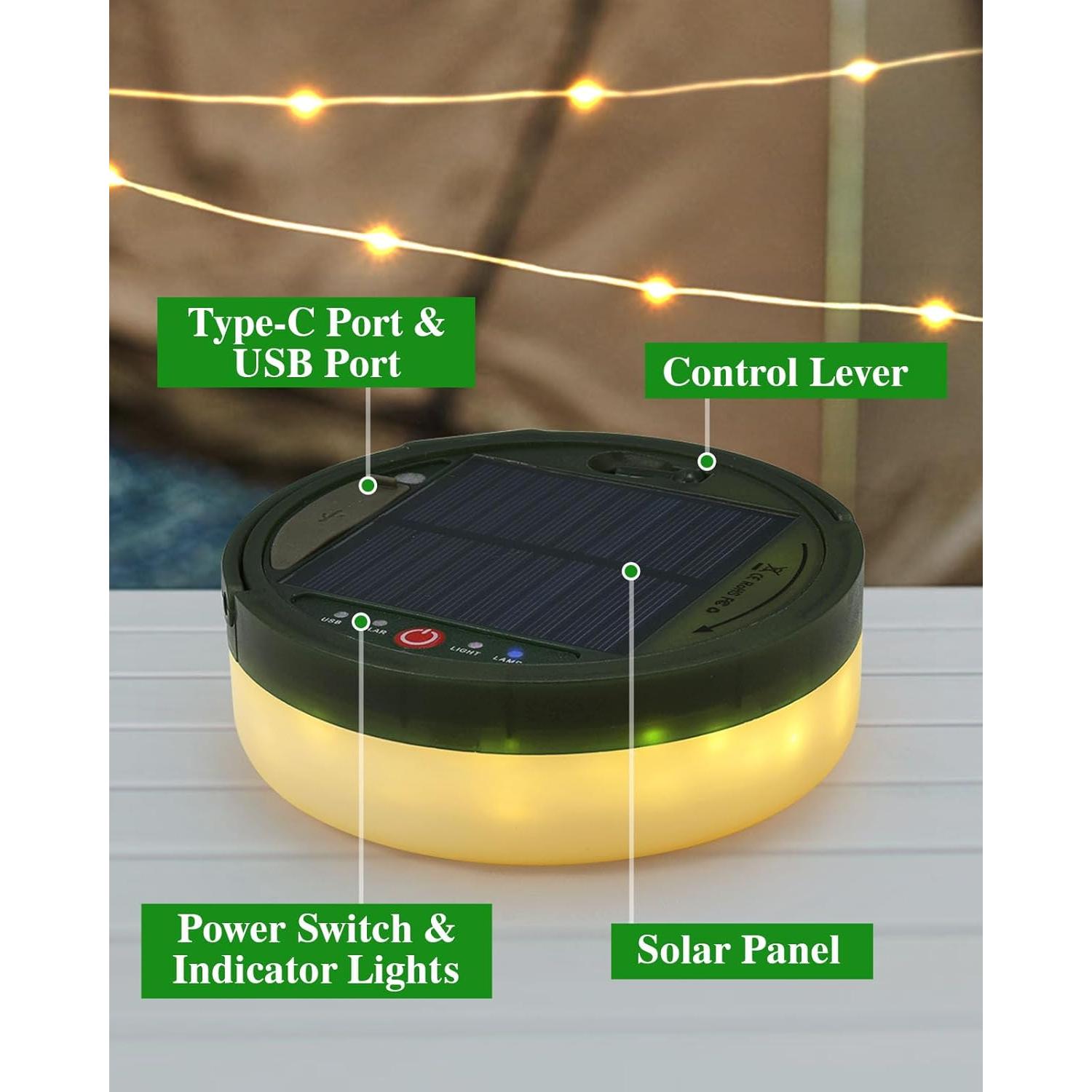 Luces de Camping Solares Anpro 12m 150LEDs Recargables USB