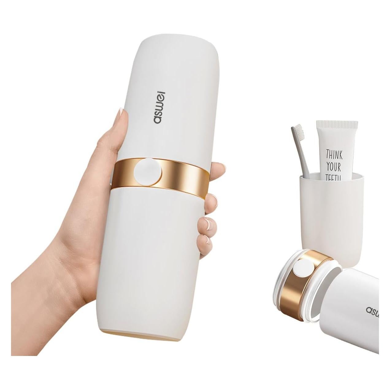 Estuche de Cepillo de Dientes de Viaje ASWEI Oro 23x7.5cm