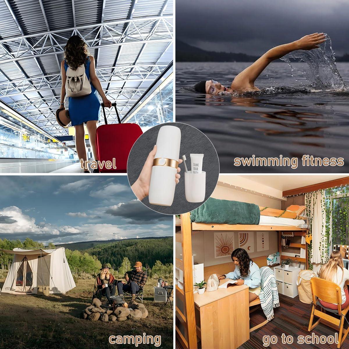 Estuche de Cepillo de Dientes de Viaje ASWEI Oro 23x7.5cm