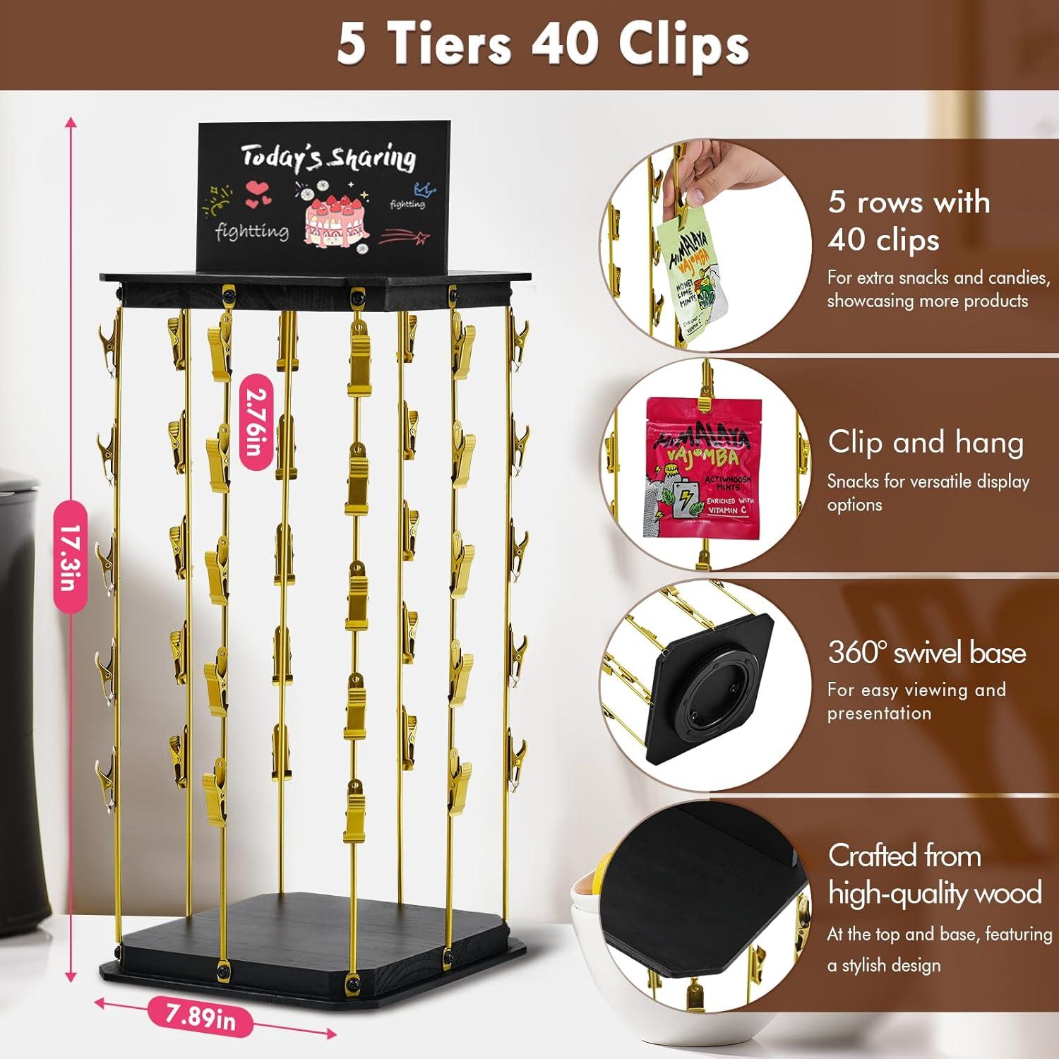 Soporte de Exhibición Rotativo Pinzoveco 5 Niveles para Snacks