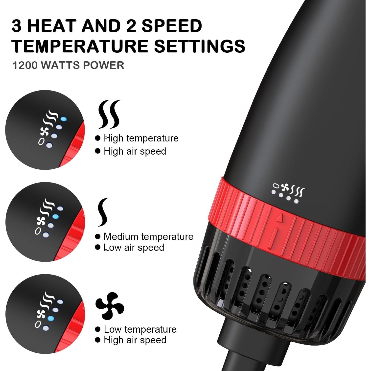 Cepillo Secador de Cabello 1200W Jiangxi SM-5308I Negro Rojo