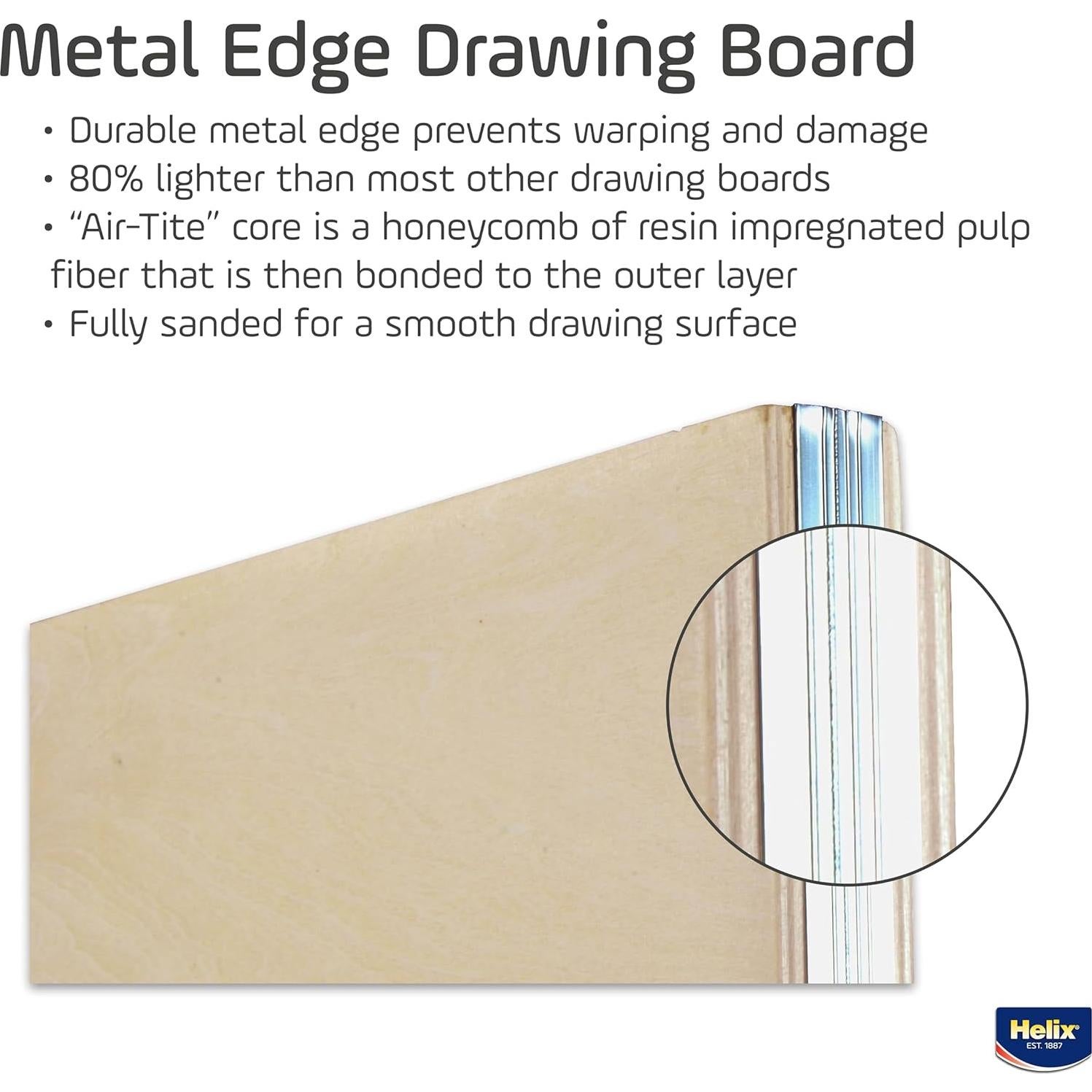 Tabla de Dibujo Helix de Madera 45.7x61 cm Bisel Metal