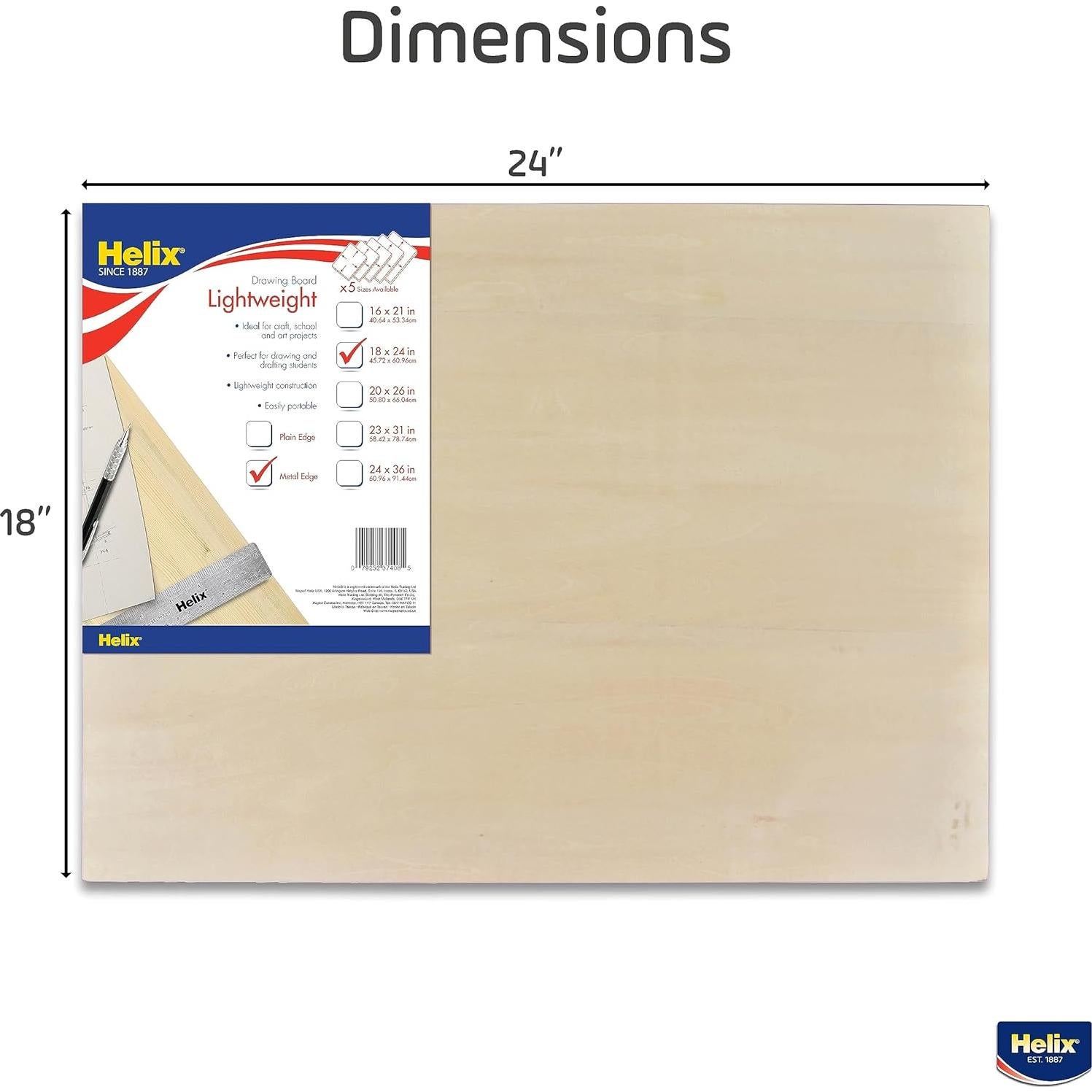 Tabla de Dibujo Helix de Madera 45.7x61 cm Bisel Metal