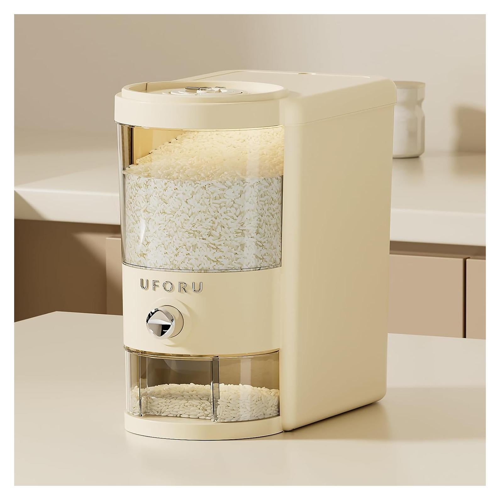 Dispensador de Arroz UFORU 10 kg con Taza Medidora y Sellado