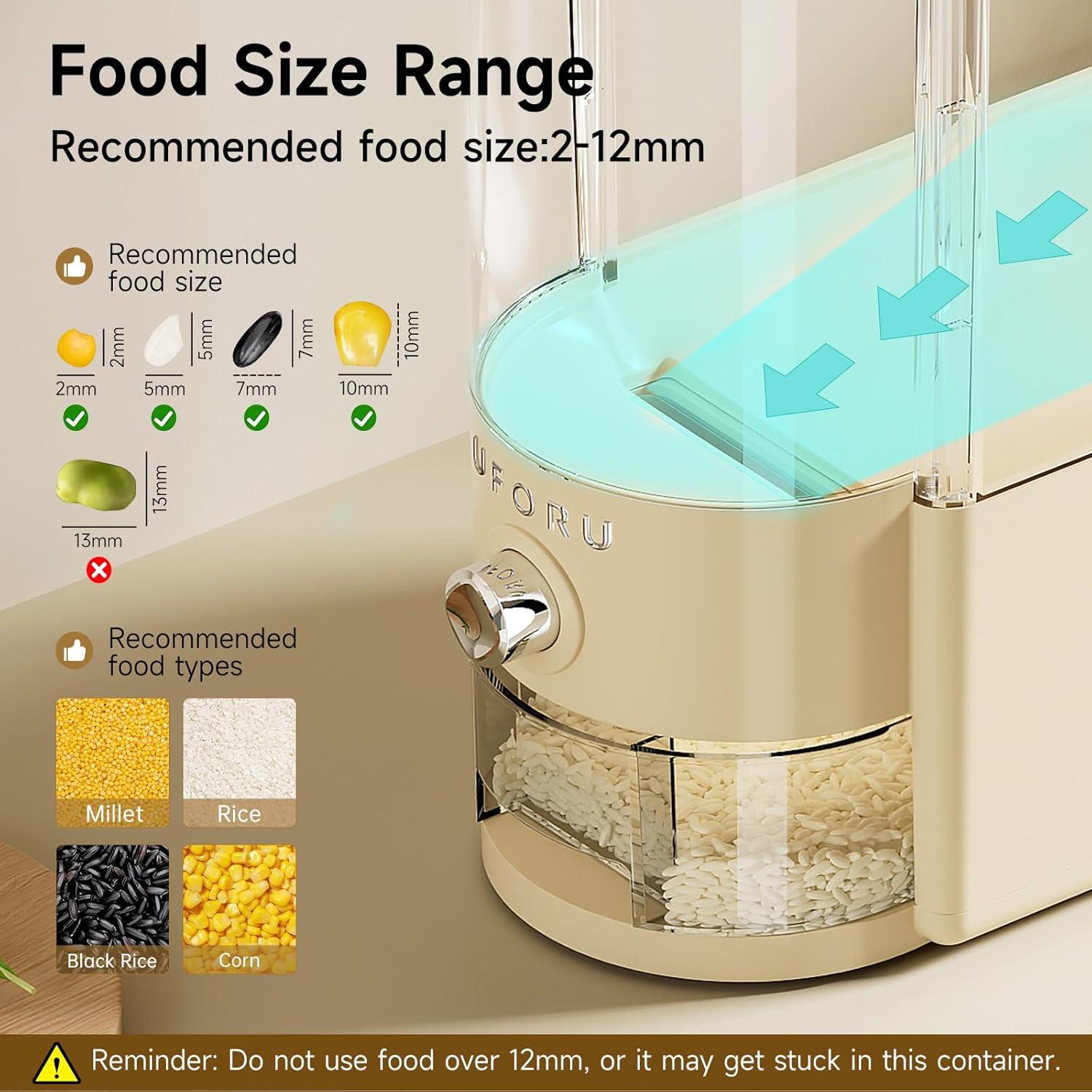 Dispensador de Arroz UFORU 10 kg con Taza Medidora y Sellado