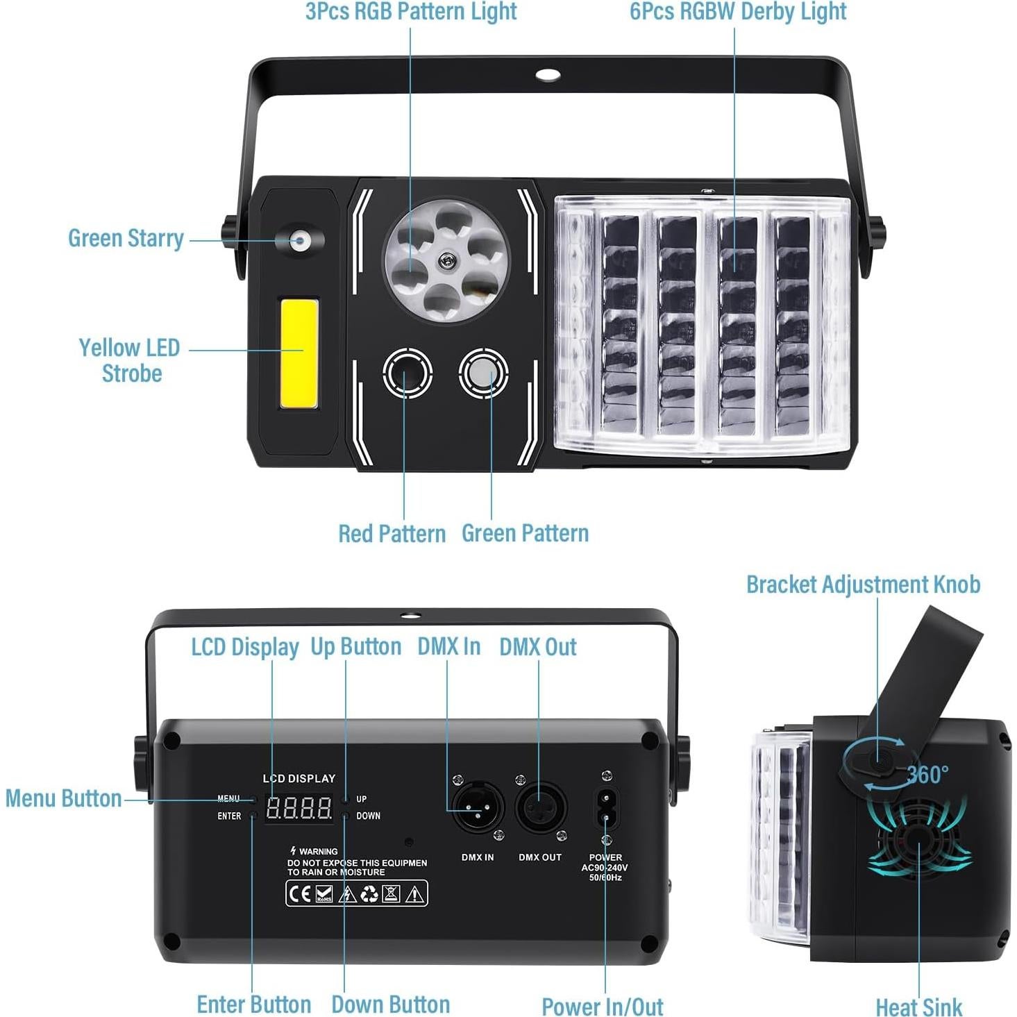 Luz DJ 5-en-1 Telbum VS-49X RGBW Estroboscópica