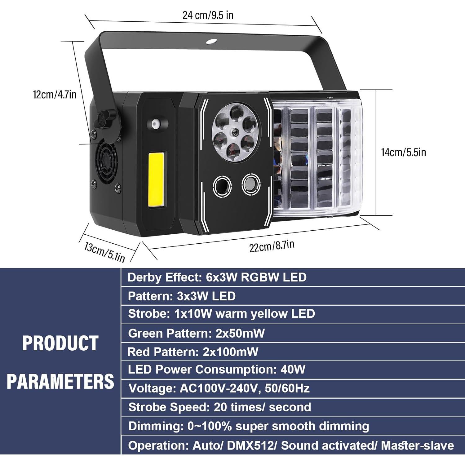Luz DJ 5-en-1 Telbum VS-49X RGBW Estroboscópica