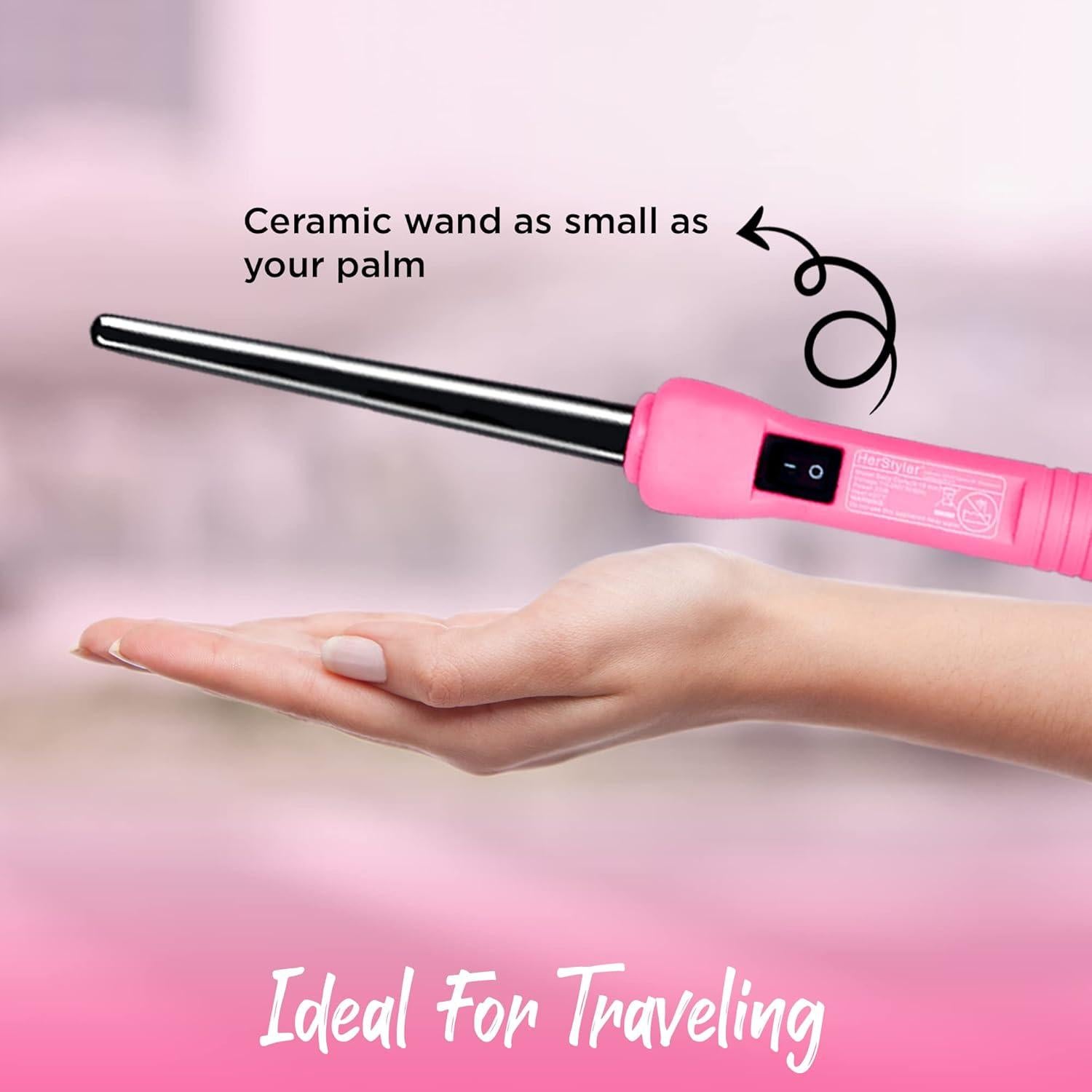 Rizador de Cabello Mini Herstyler Baby Curls Rosa 1.27 cm