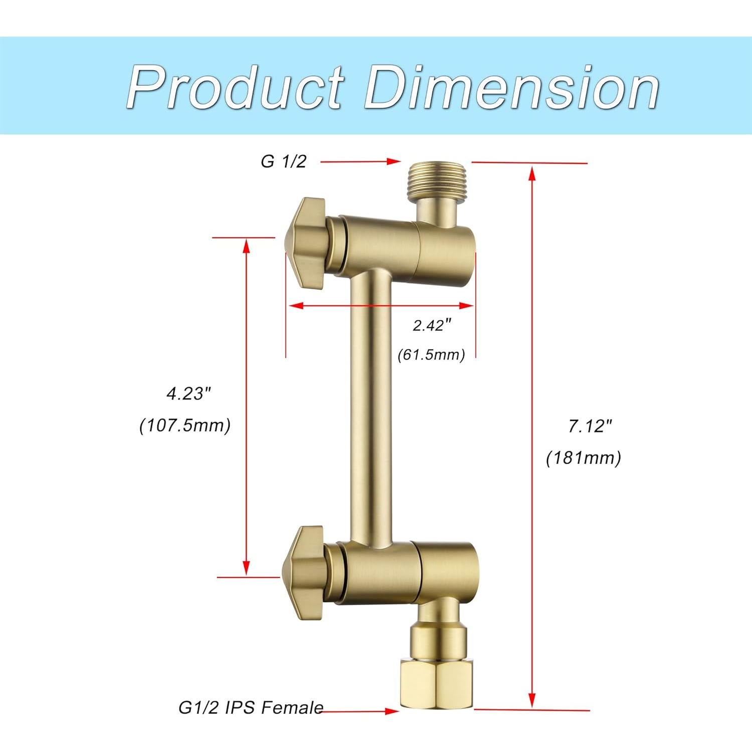 Brazo de Extensión para Ducha Senhozi Oro Cepillado 10.8 oz