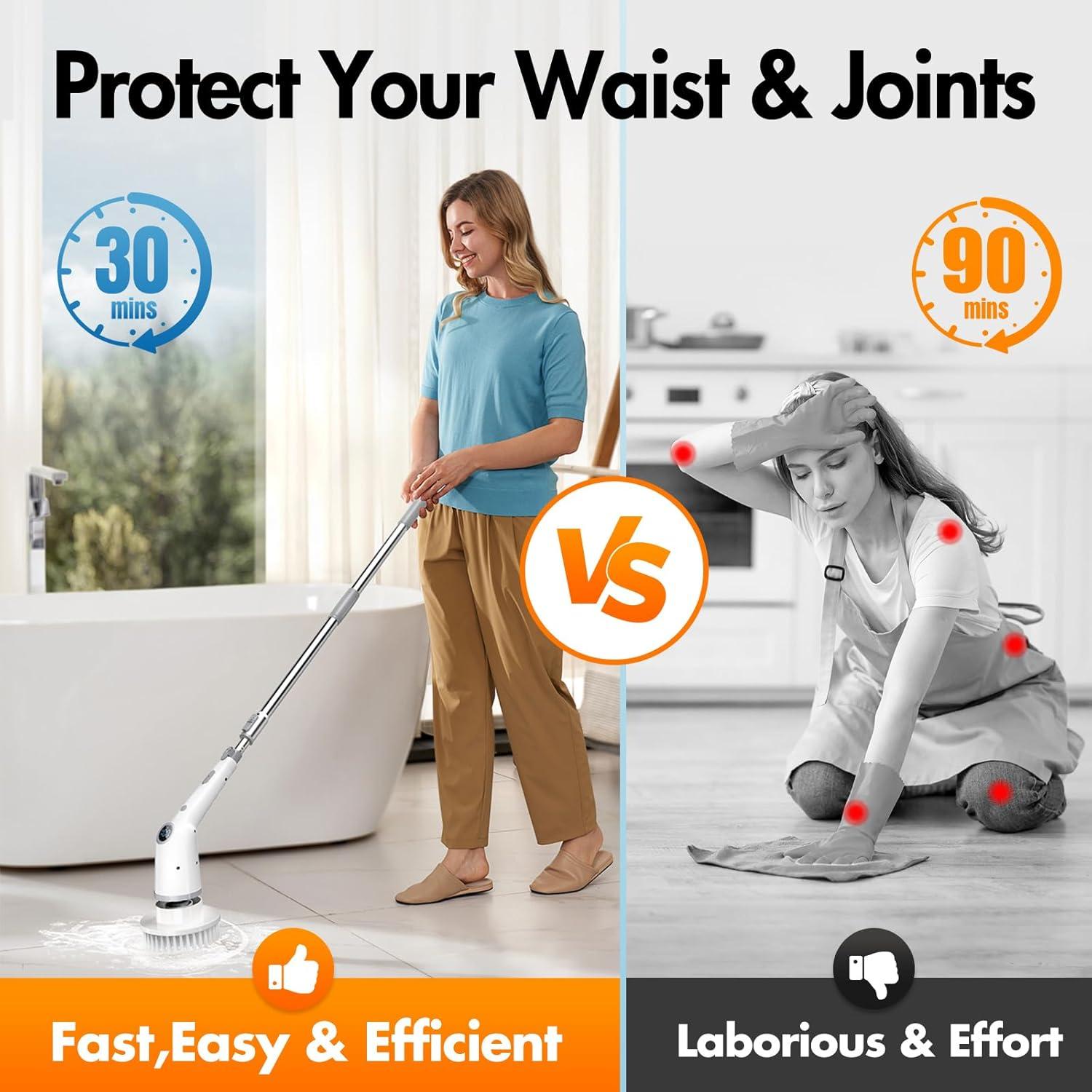 Cepillo de limpieza eléctrico ZUWSUJS con 8 cabezales y 3 velocidades