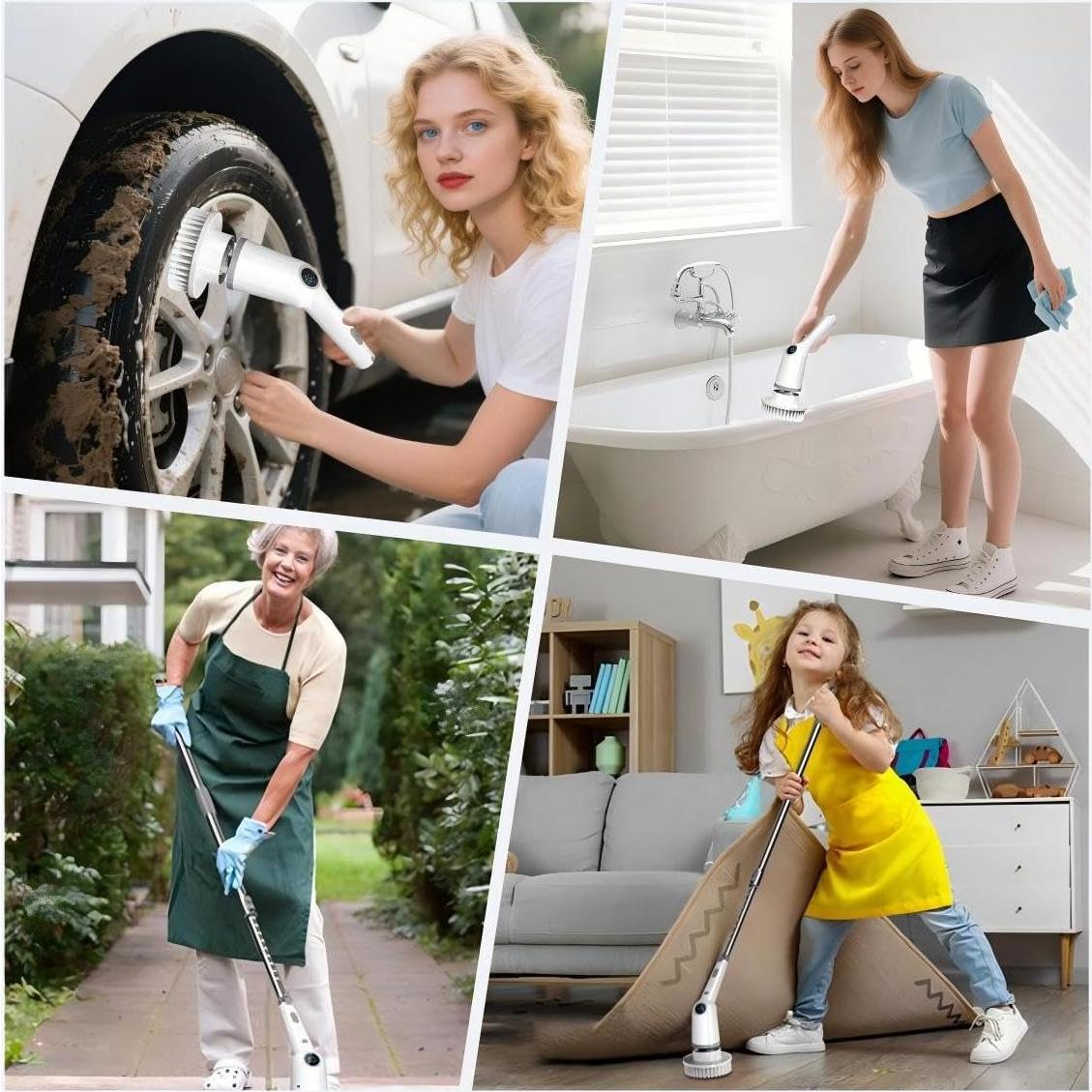 Cepillo de limpieza eléctrico ZUWSUJS con 8 cabezales y 3 velocidades