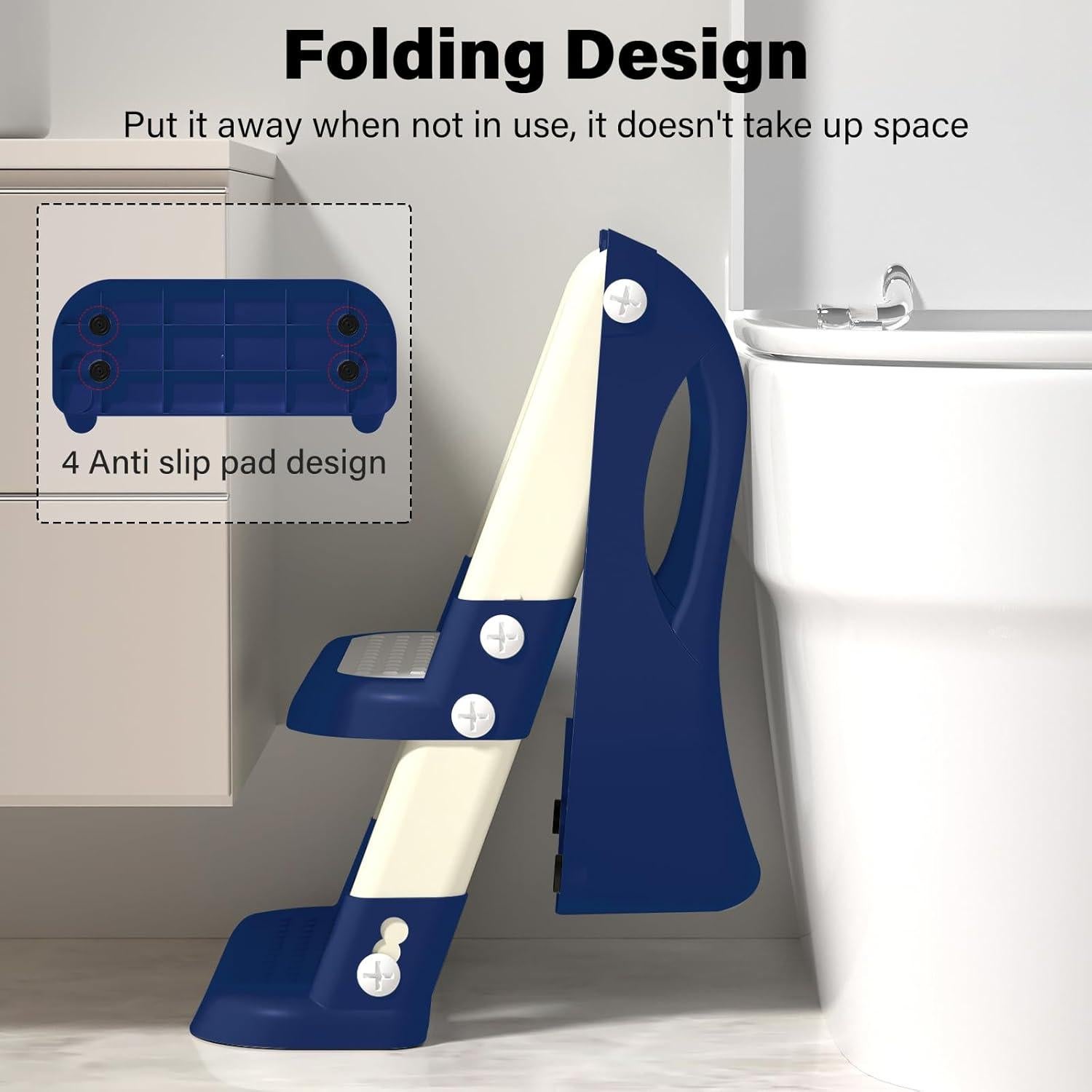 Asiento de Entrenamiento para Baño WAAYAA Plegable Azul