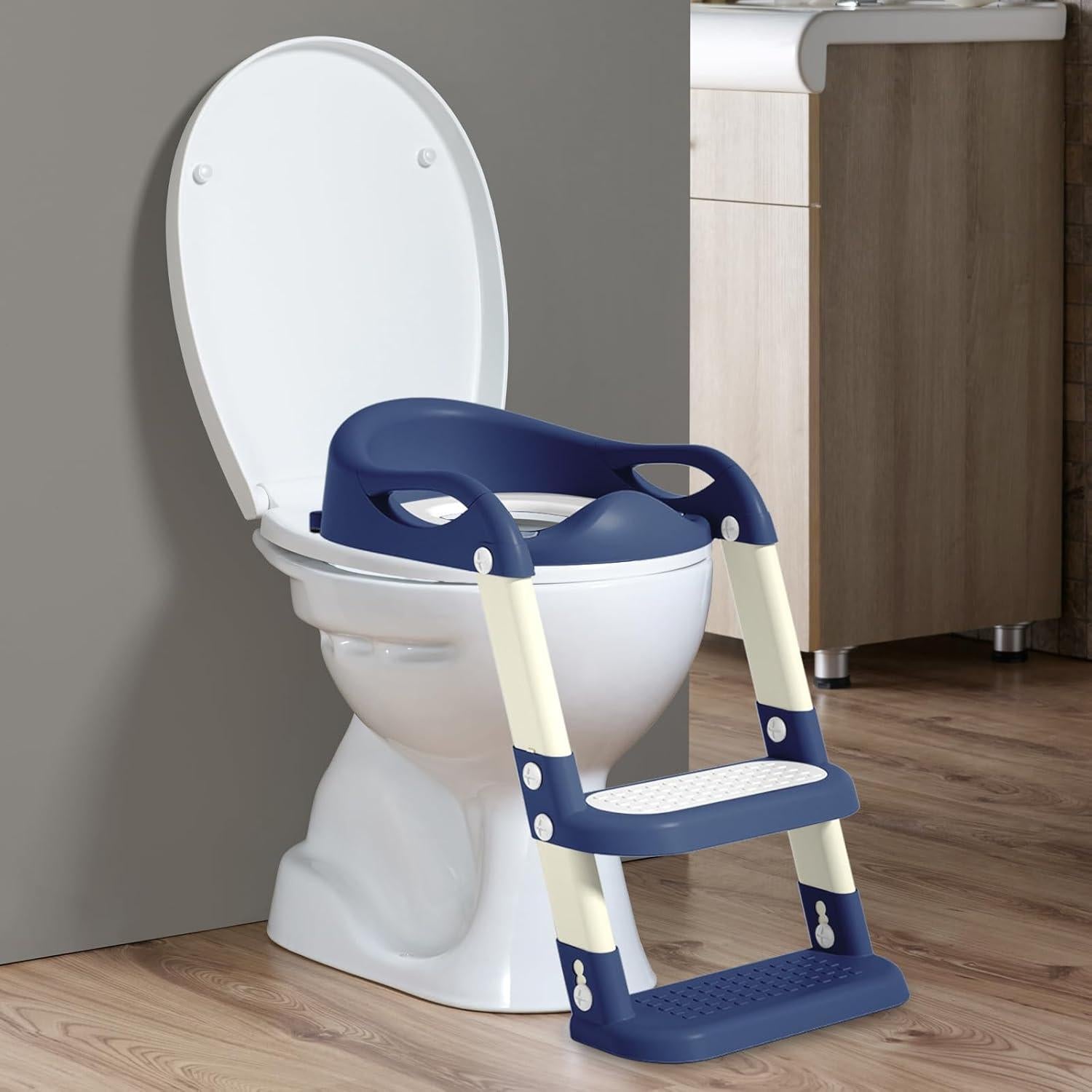 Asiento de Entrenamiento para Baño WAAYAA Plegable Azul