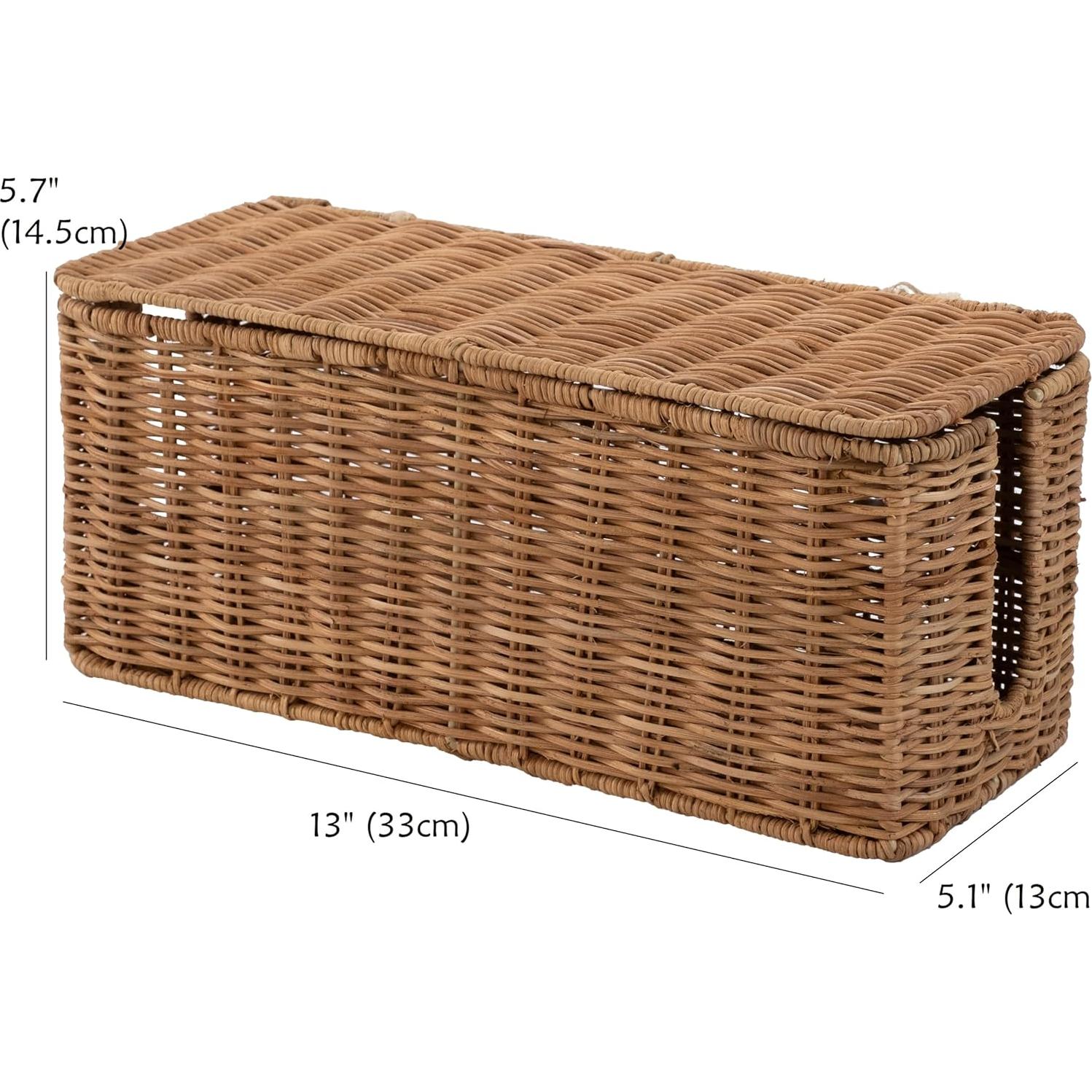 Caja Organizadora de Cables PEMAR de Mimbre Natural 33x14.5cm