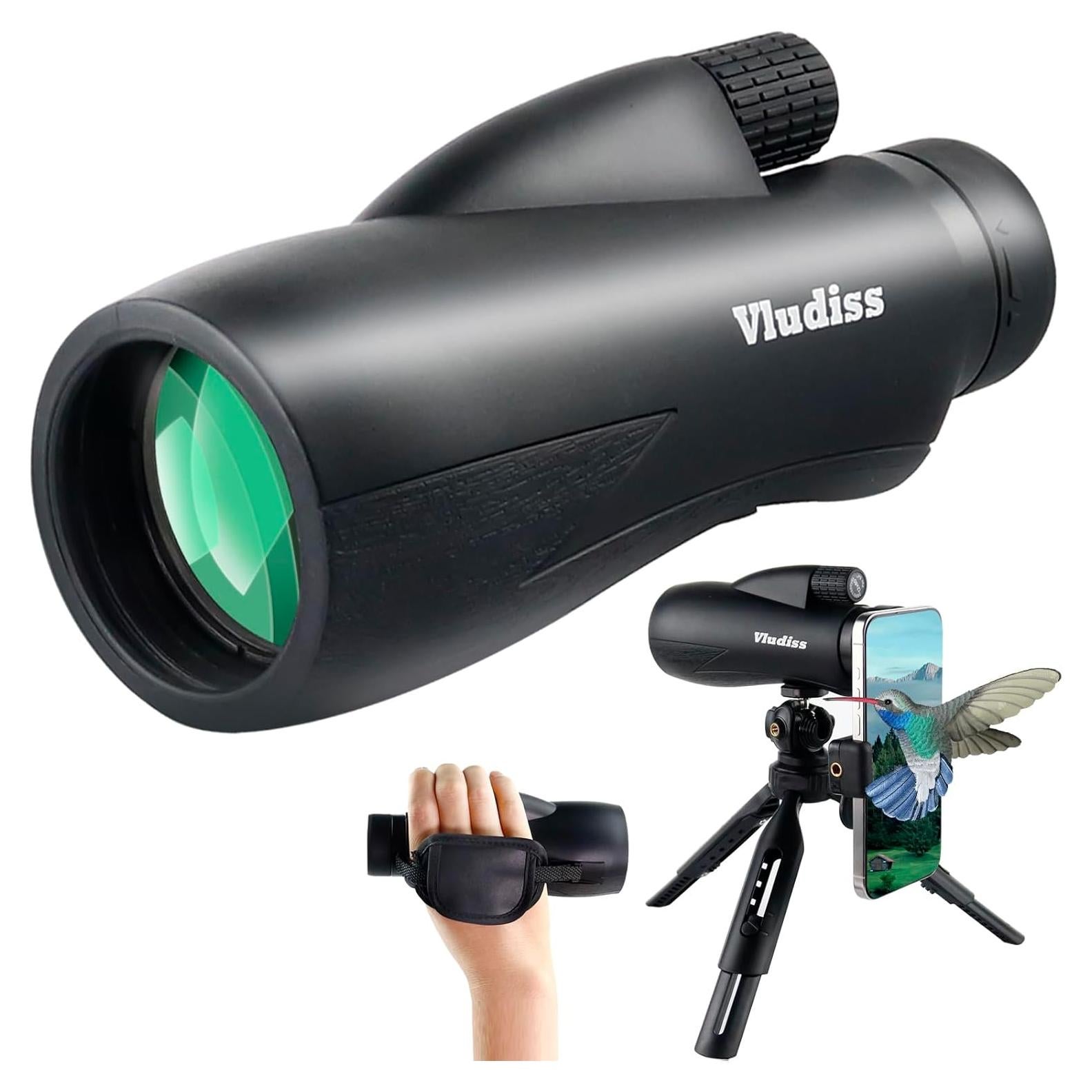 Telescopio Monocular 12X60 Vludiss con Soporte Smartphone y Trípode