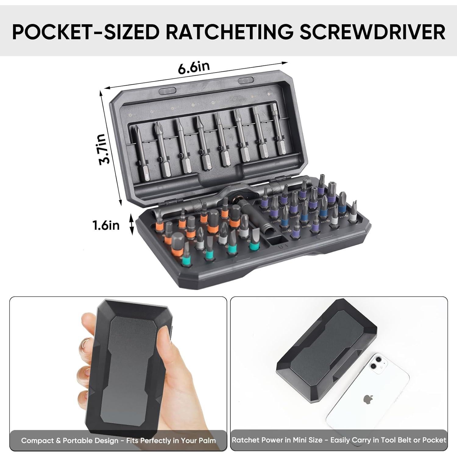 Juego de Destornilladores Trinquete Magnético 42 en 1 Arcomin