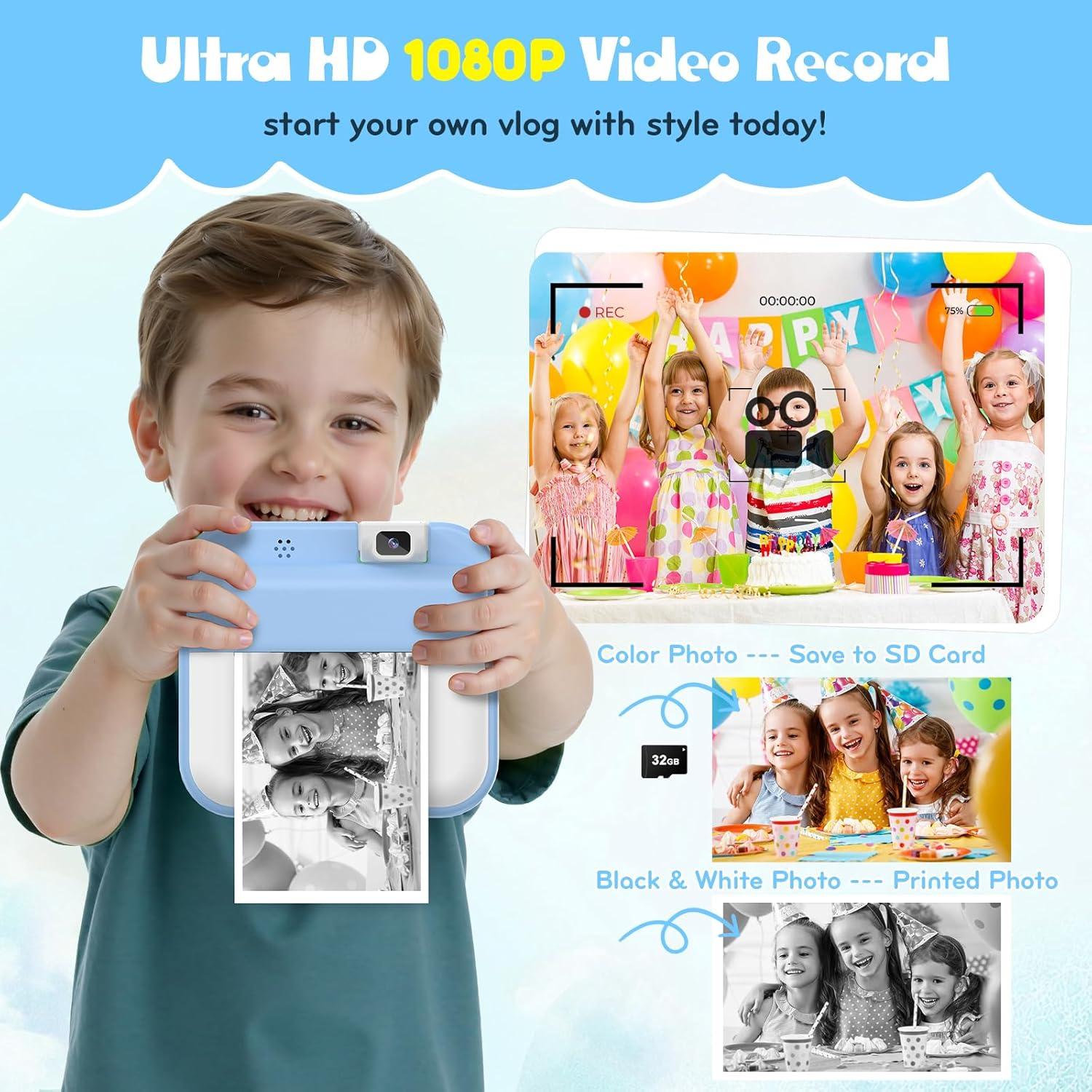 Cámara Instantánea Digital para Niños Alotwan Azul 1080P