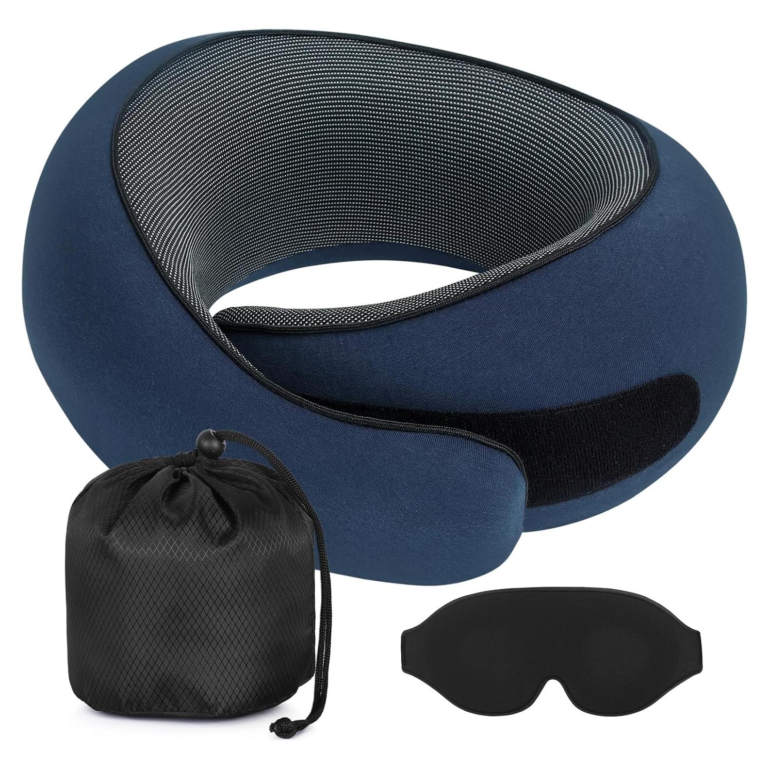 Almohada de viaje UNICOKA espuma viscoelástica con máscara