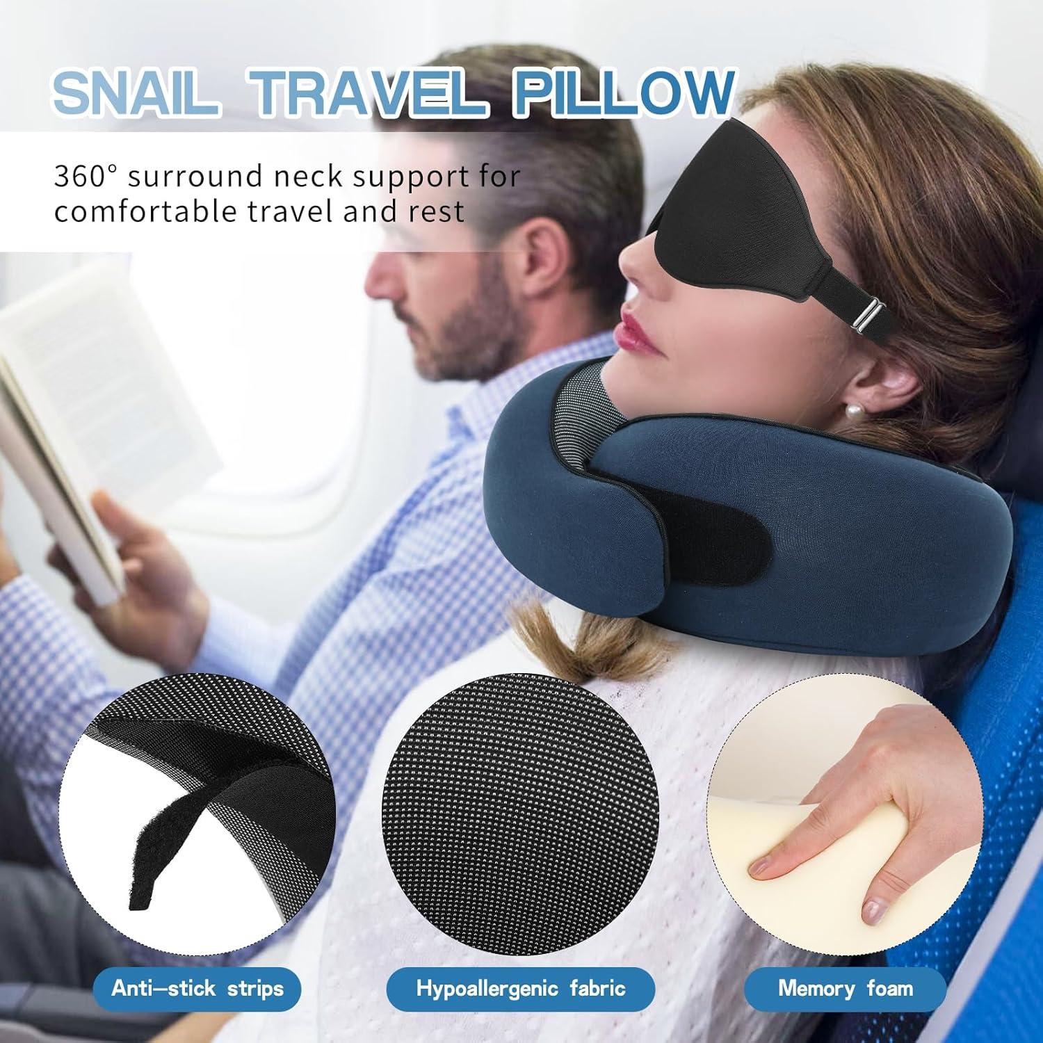 Almohada de viaje UNICOKA espuma viscoelástica con máscara