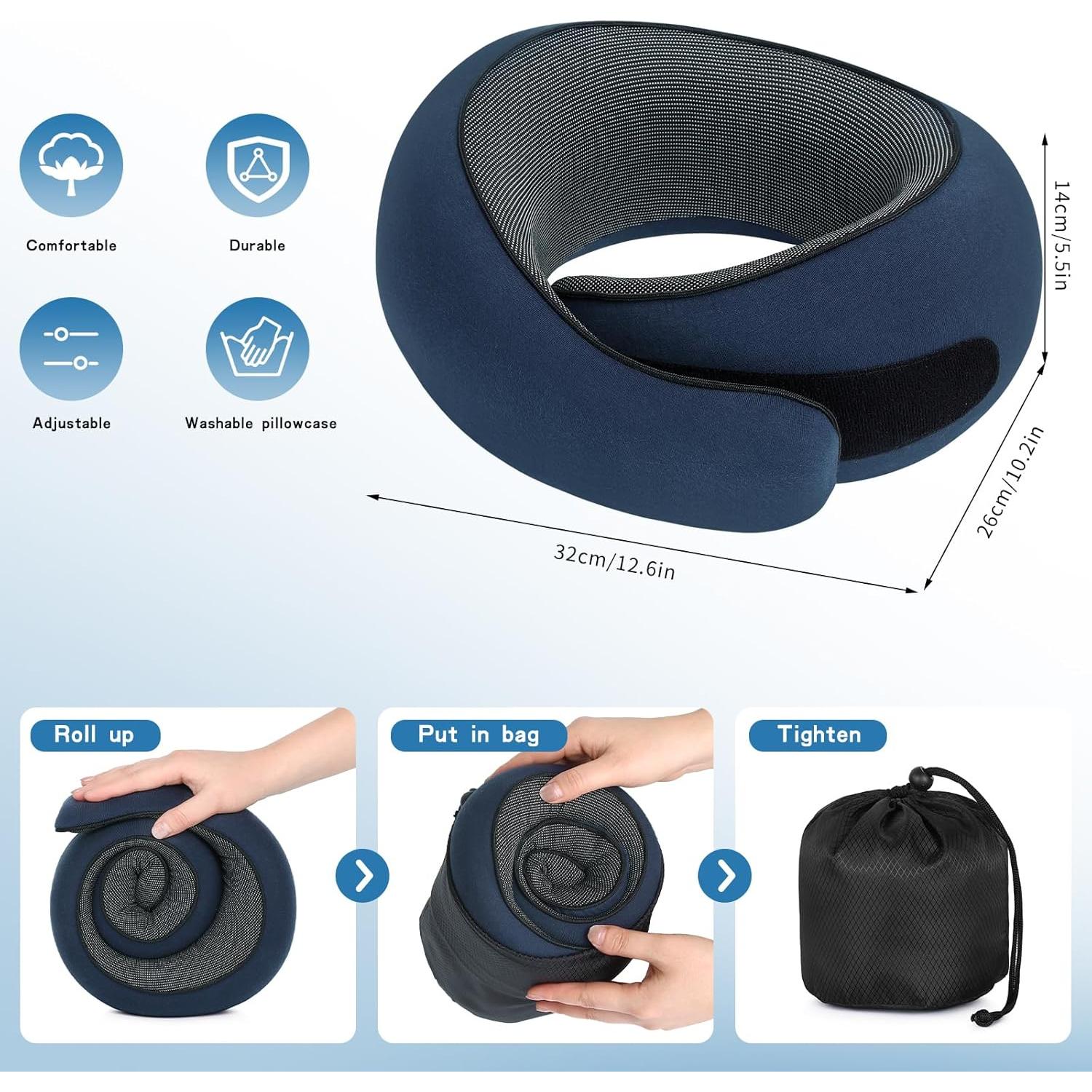 Almohada de viaje UNICOKA espuma viscoelástica con máscara