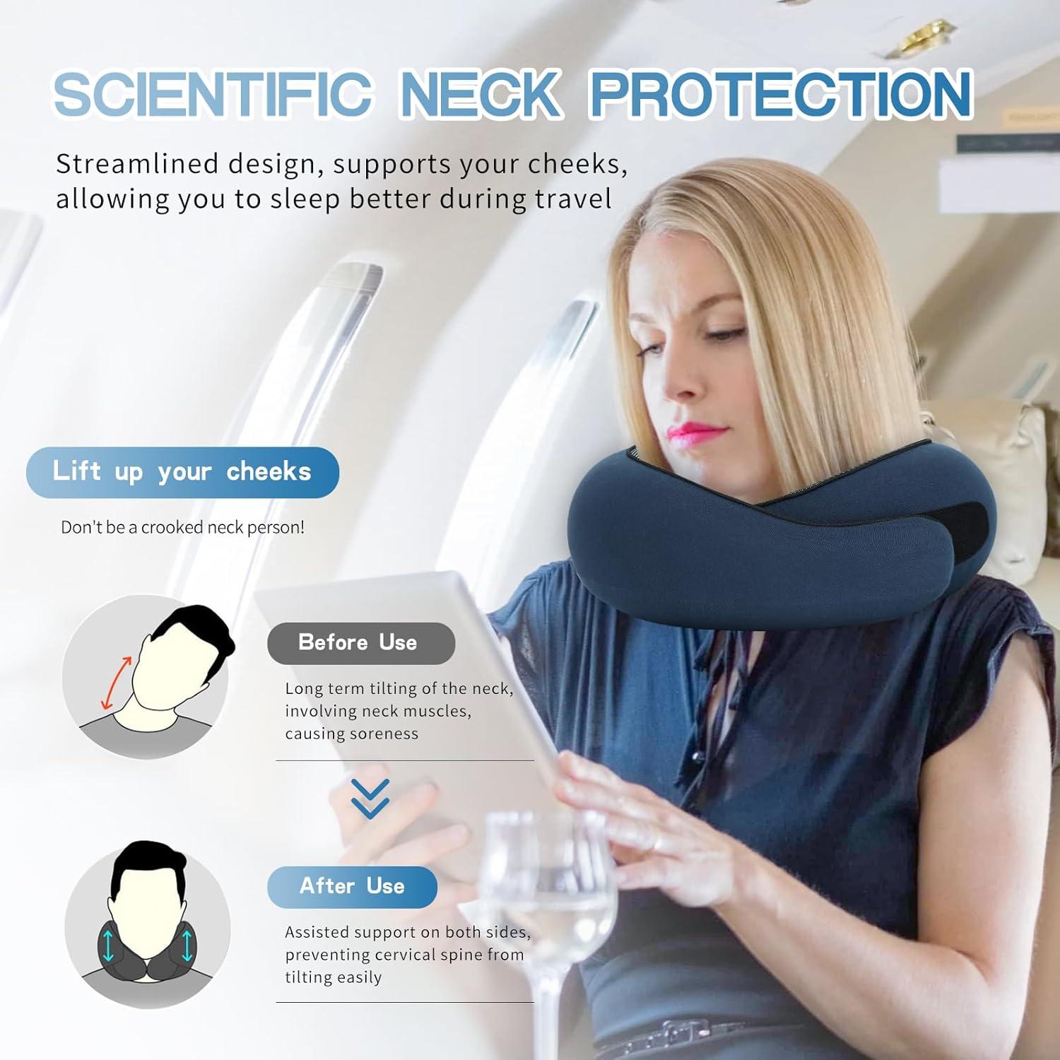 Almohada de viaje UNICOKA espuma viscoelástica con máscara