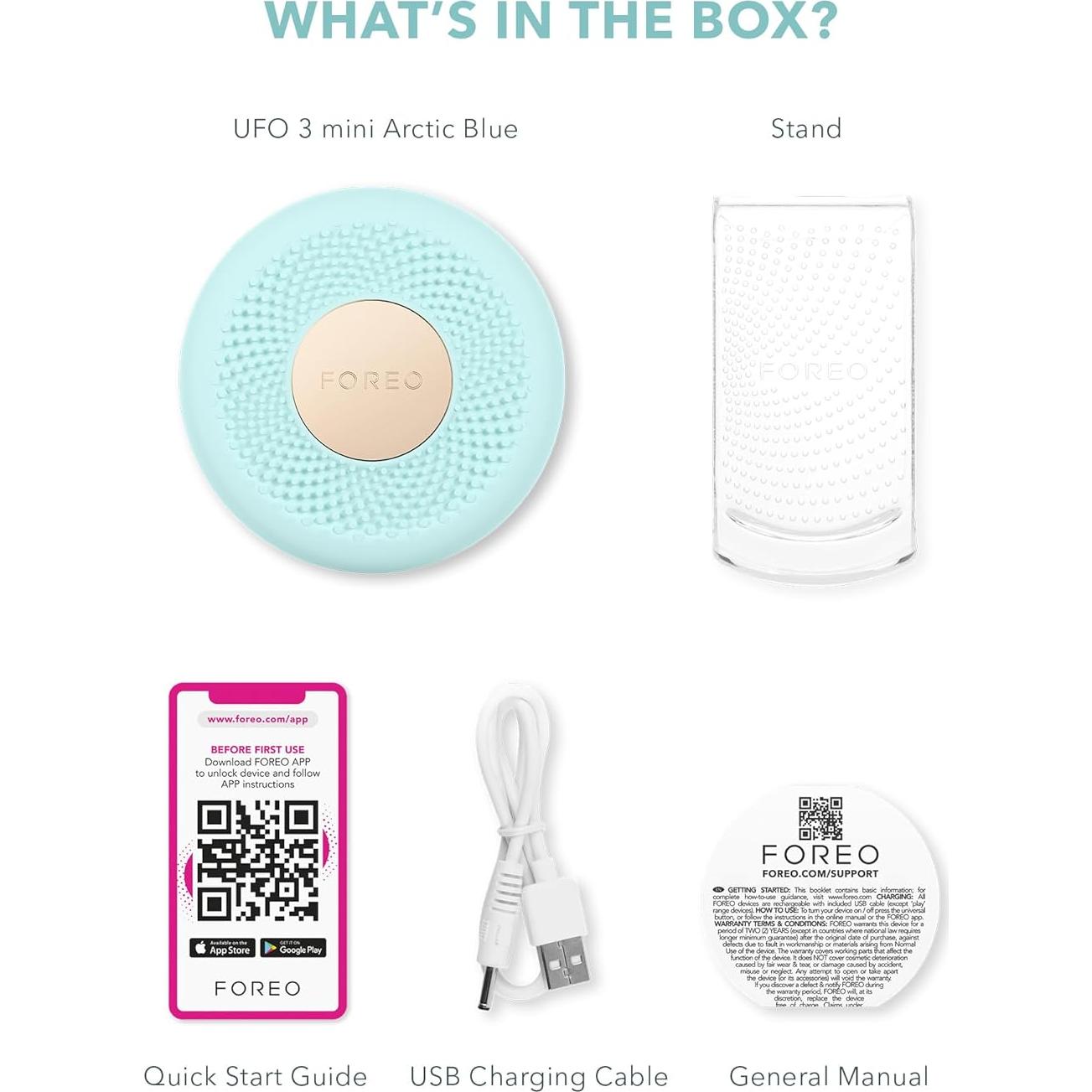 Dispositivo de Cuidado Facial FOREO UFO 3 Mini - Hidratante Antienvejecimiento Azul Ártico