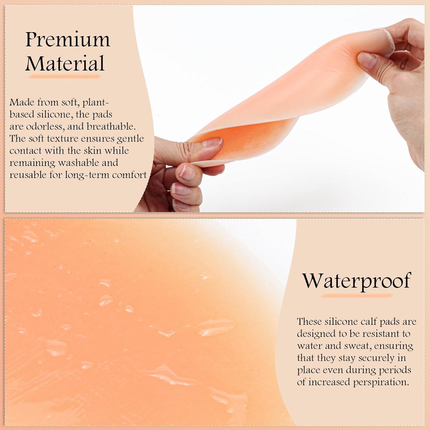 DOERDO DD Silicone Adhesive Calf Pads 1 Pair Soft Waterproof Silicone Calf Corrector for Crooked Thin Skinny Legs, Small